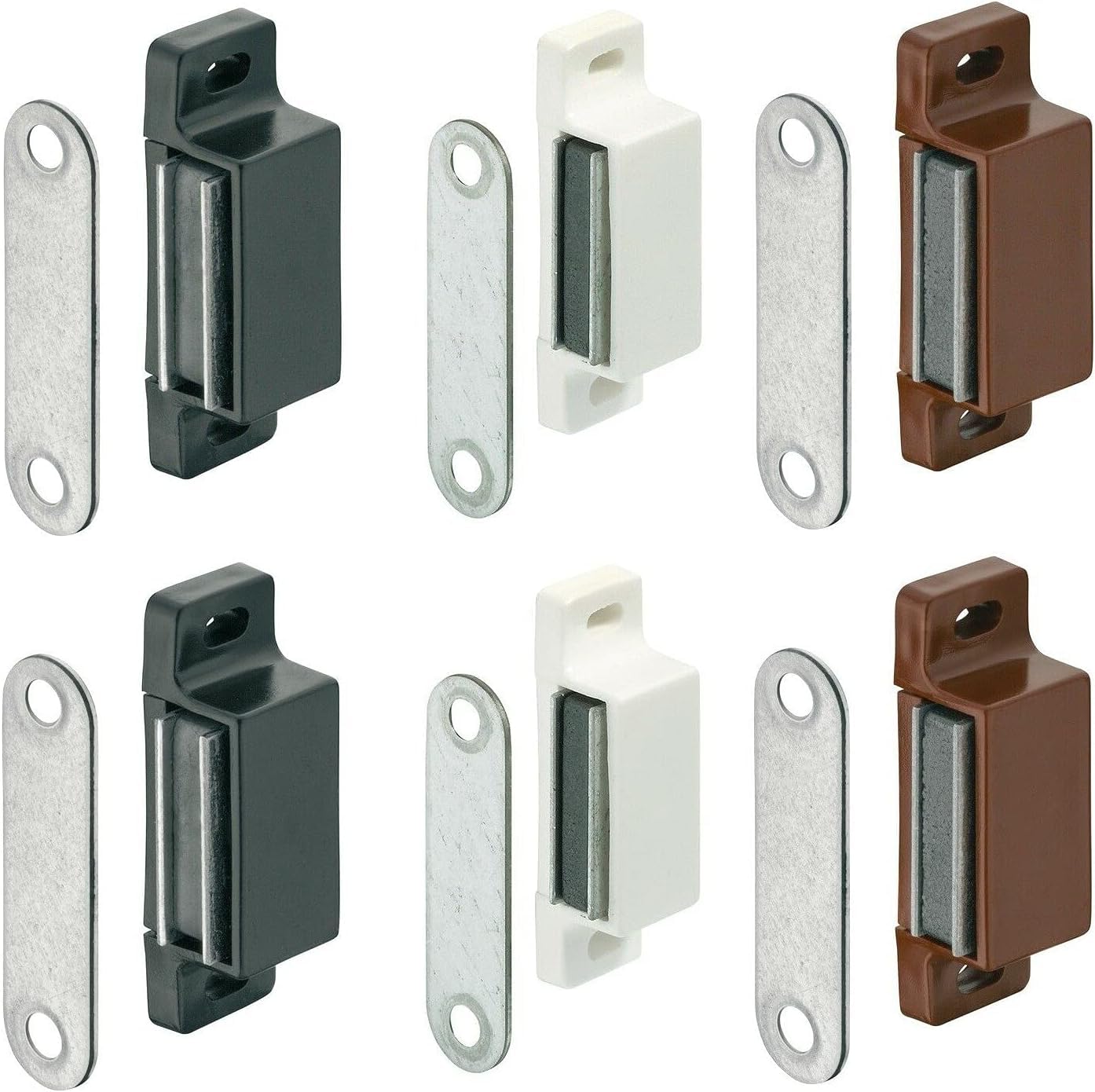 cyclingcolors 2 x Magnetic Catch 4 kg Brown Black White Strong Door Magnet Furniture Magnet Magnetic Closure Cabinet Door Closer Door Lock (Black)