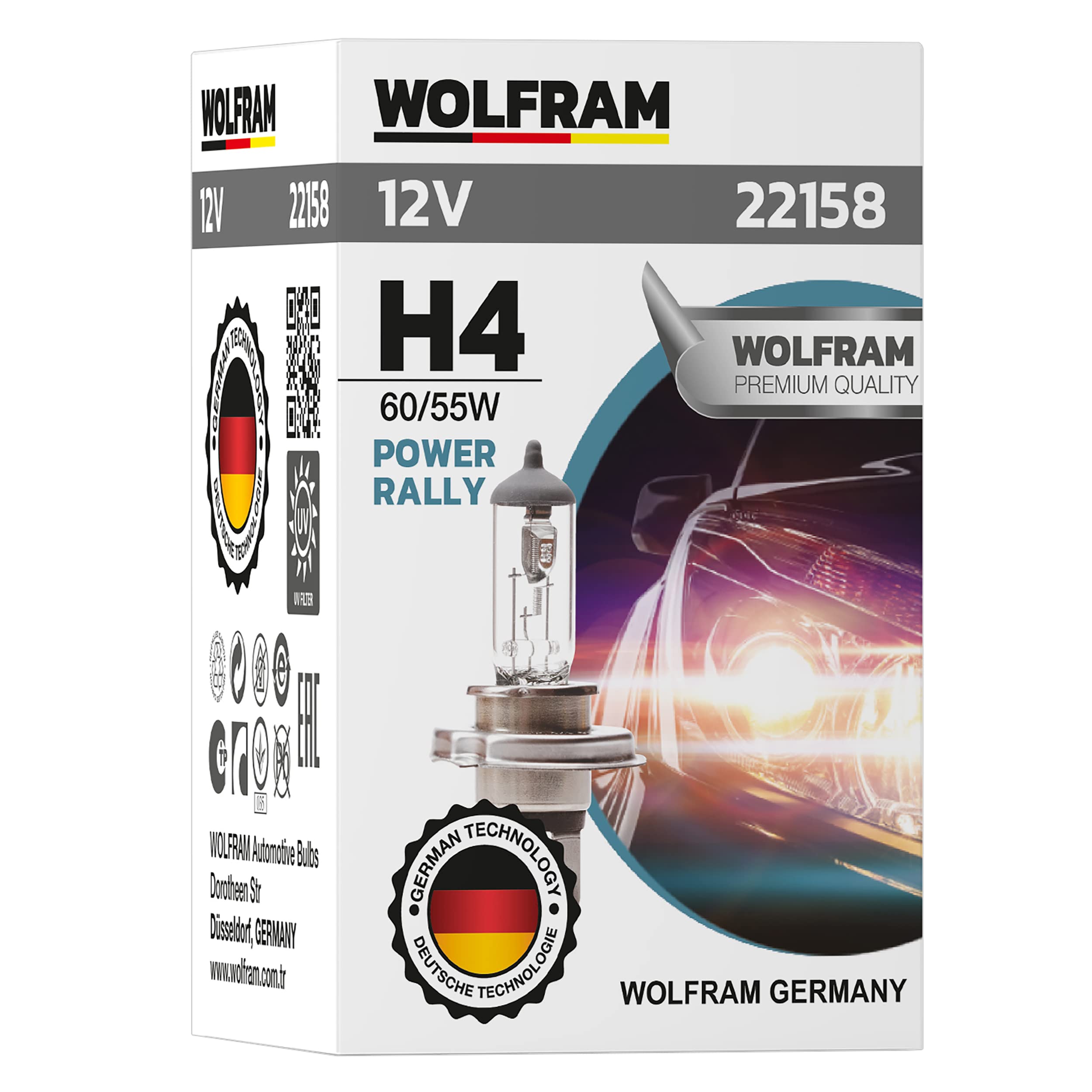 Wolfram POWER RALLY HALOGEN BULB H4, 12V, 55/60W, 22158, folding box (1 lamp)