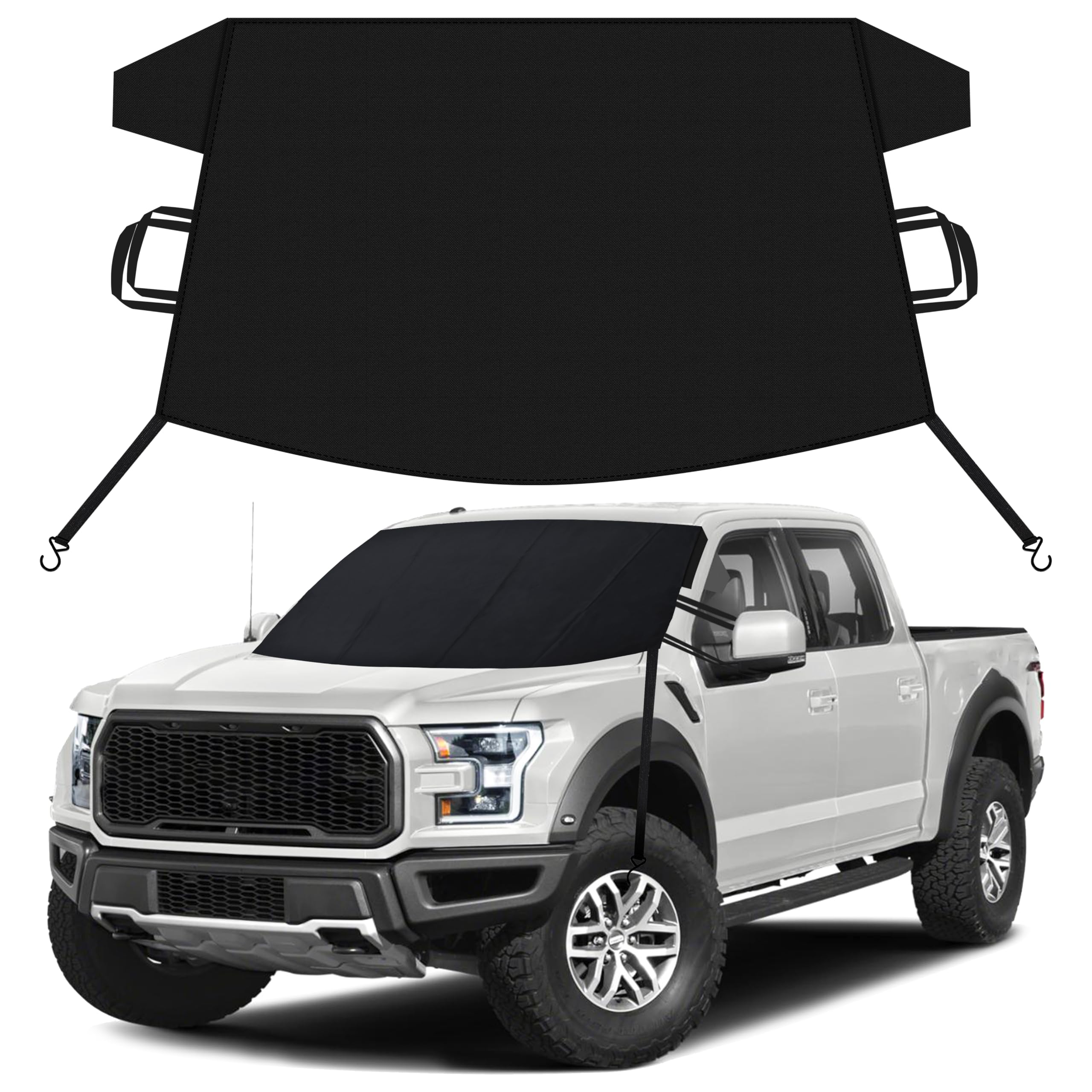 EcoNour Car Windshield Snow Cover for Ice, Snow and Wiper Protector | Windscreen Snow Cover for Car Fits Most Cars, Suv's, Vans and Truck | Essential Front Window Winter Accessories | XL (74" x 43")