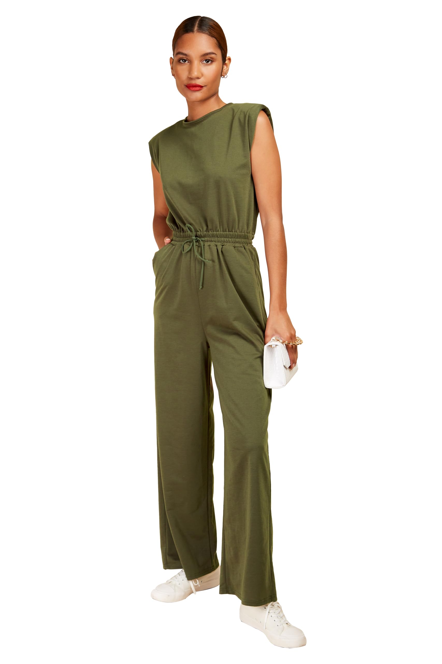 Little Mistress - Vogue Williams Khaki Sweat Jumpsuit