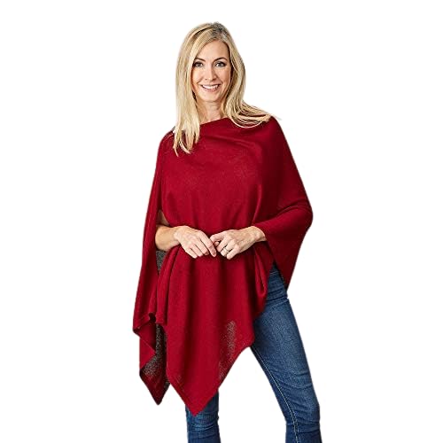 Tickled Pink Hadley Wren Women's Classic Colorblock Everyday Cotton Poncho, Currant, One Size