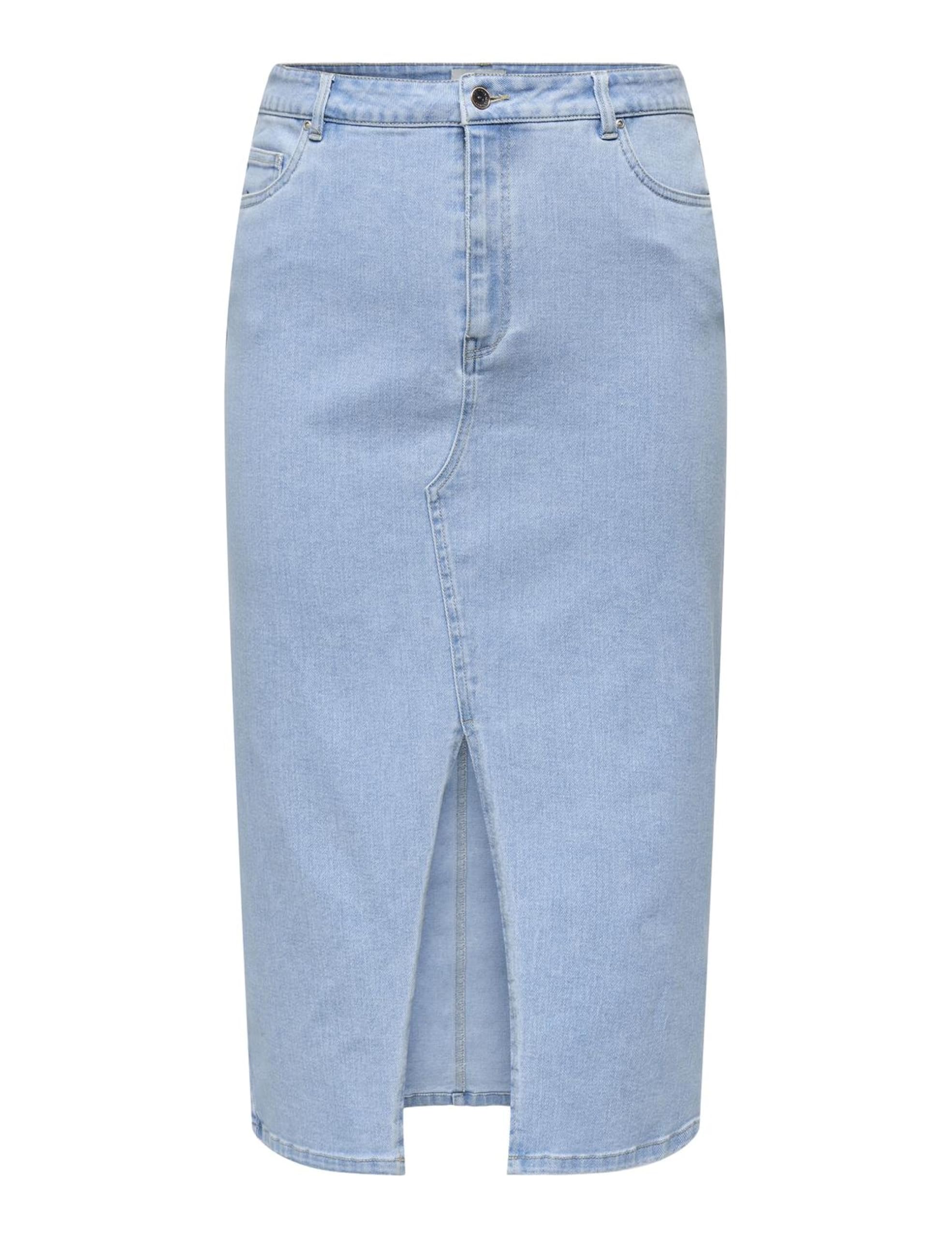 CARMAKOMA Women's Carsiri Front Slit DNM Gua Noos Midi Skirt, Light Blue (Light Blue Denim), 24