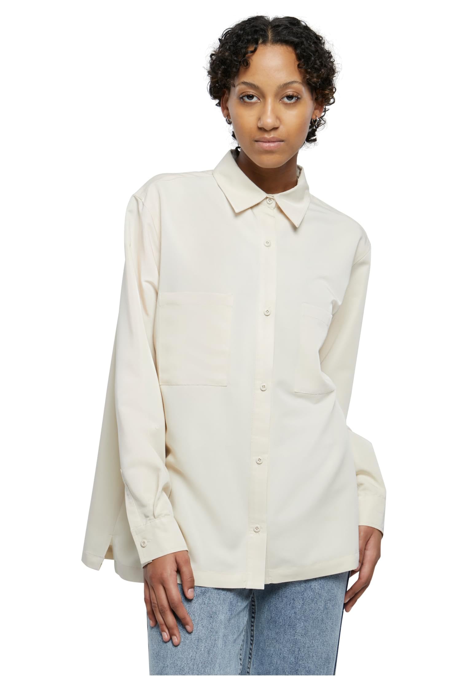 Urban Classics Women's Ladies Oversized Twill Shirt, Sand, XXL