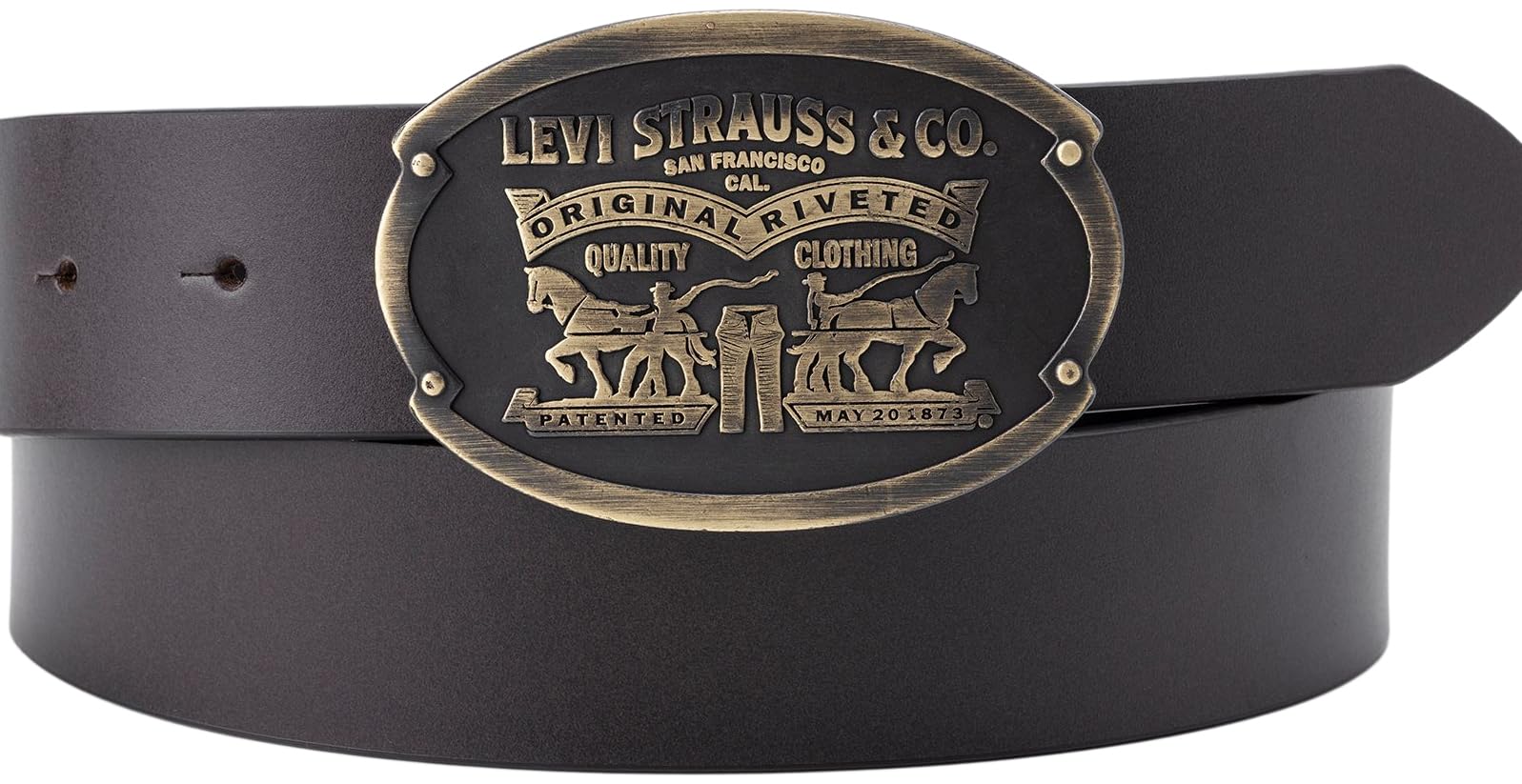 Levi's Men's Billy Plaque Belt, Dark Brown, 85