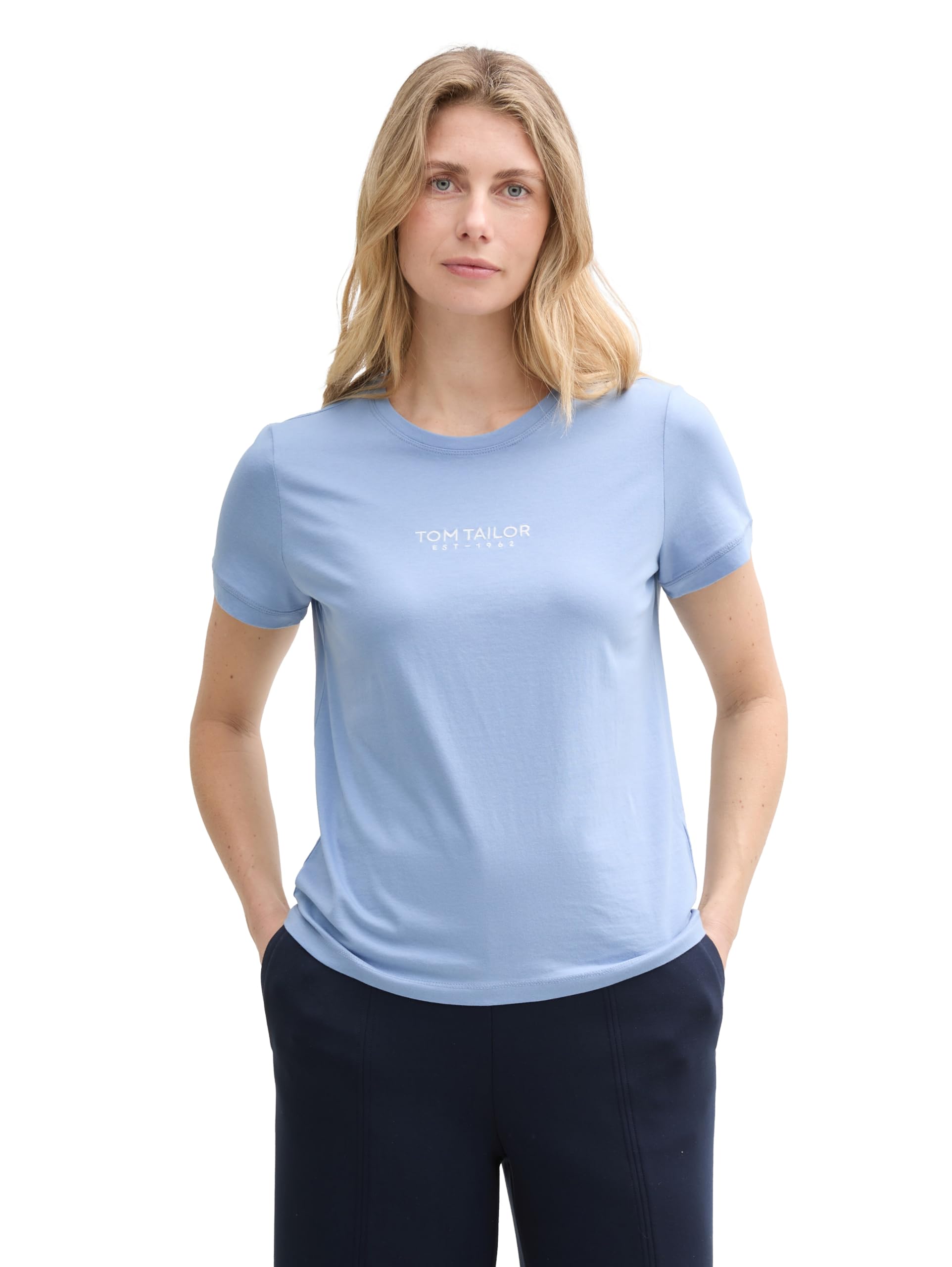 TOM TAILOR Women's 1045543 T-Shirt, 37106-Flawless Blue, Large