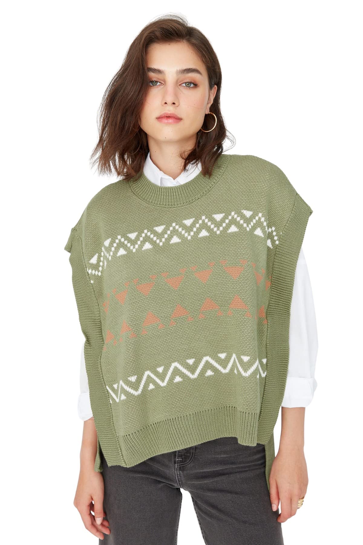 Trendyol Sweater Vest - Green - Regular