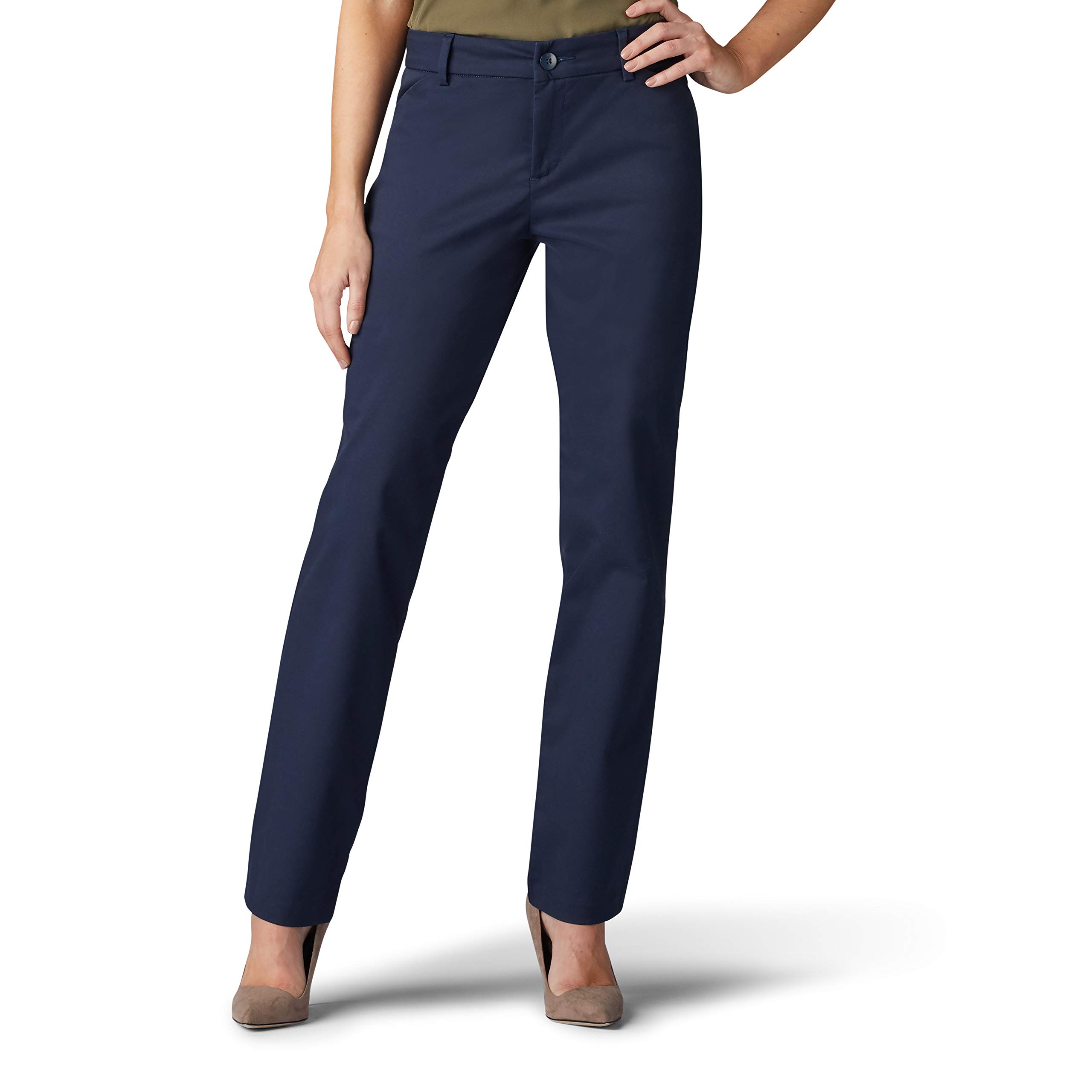 Lee Women's Wrinkle Free Relaxed Fit Straight Leg Pant, Imperial Blue, 6 US