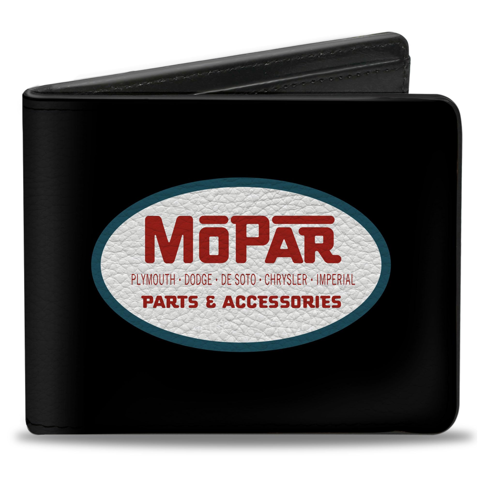 Buckle-Down Men's Wallet, Bifold, Mopar 1954-1958 Logo Side Stripe Black Blue Red, Vegan Leather, Multicolor, 4.0" x 3.5", Multicolor, 4.0" x 3.5", Mopar Wallet, Bifold, Mopar 1954-1958 Logo Side