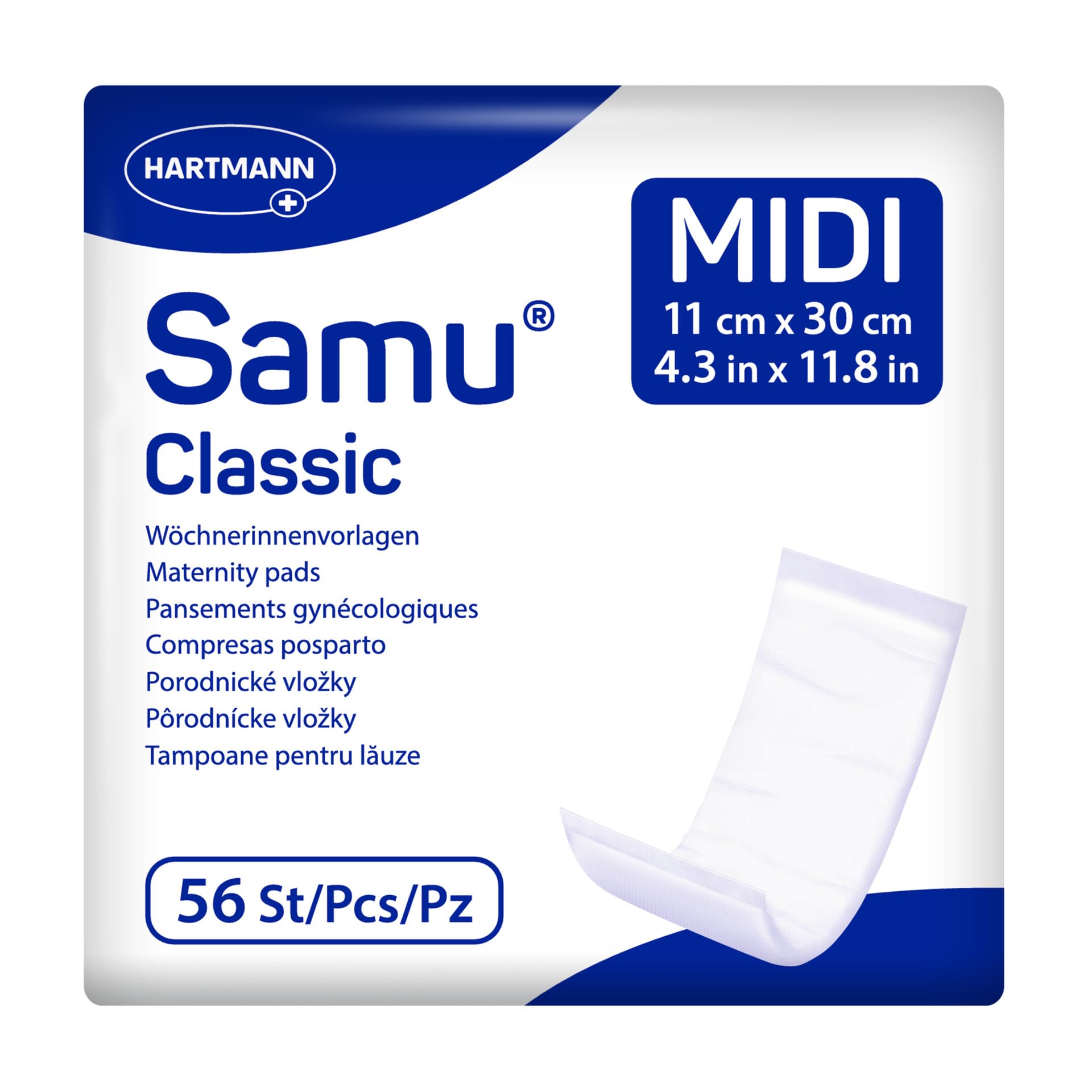 Samu Classic Midi Wöchnerinnen-Vorlagen Wochenbettbinden Einlagen 1x56 Stück