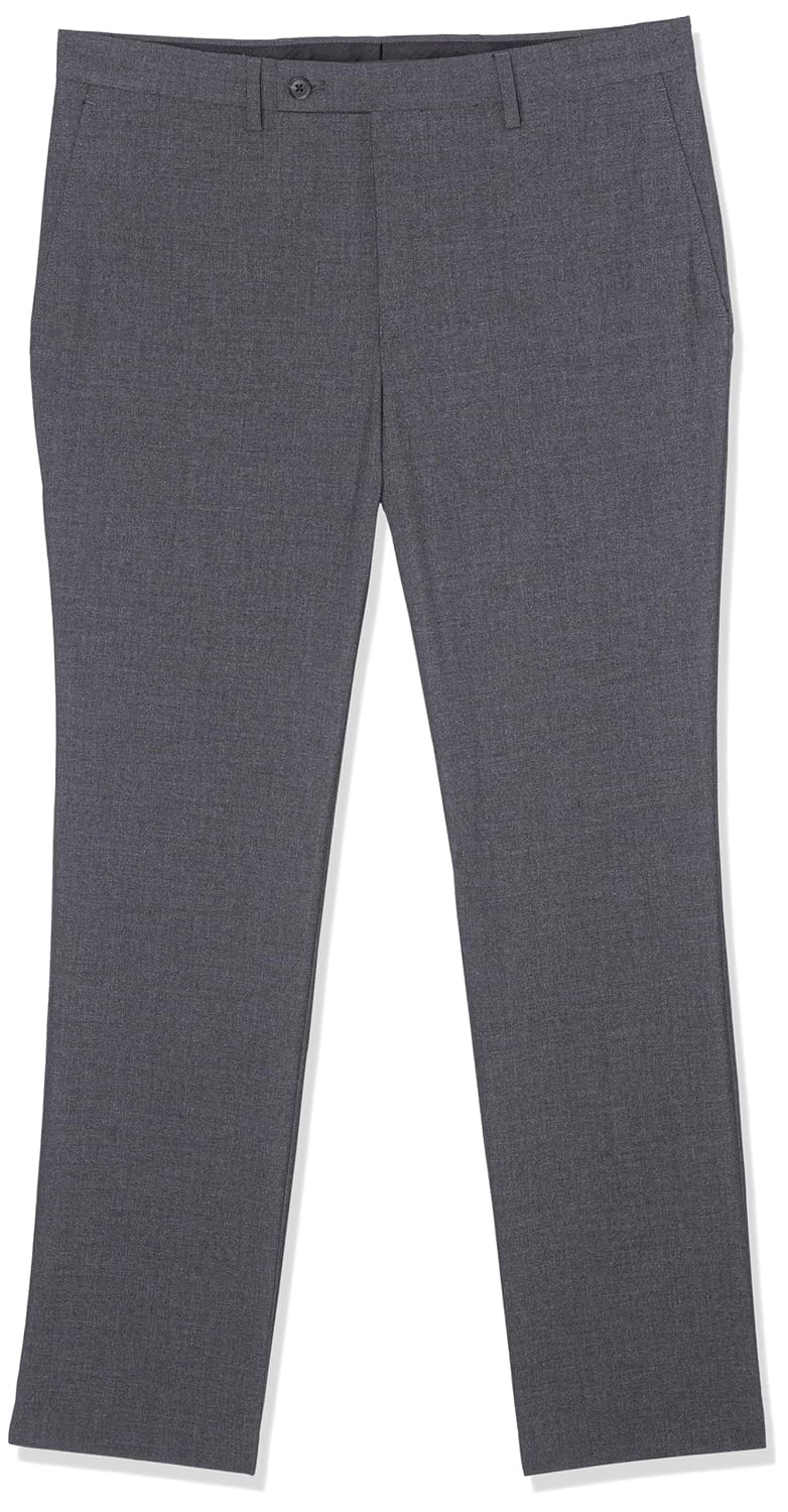 DKNY Men's Modern Fit High Performance Suit Separates Dress Pants, Charcoal Solid, 36W x 29L