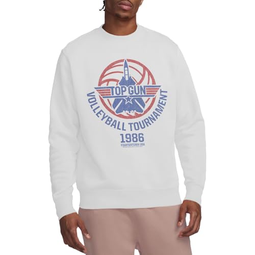 Top Gun Volleyball Tournament Crew Sweatshirt, White, Small