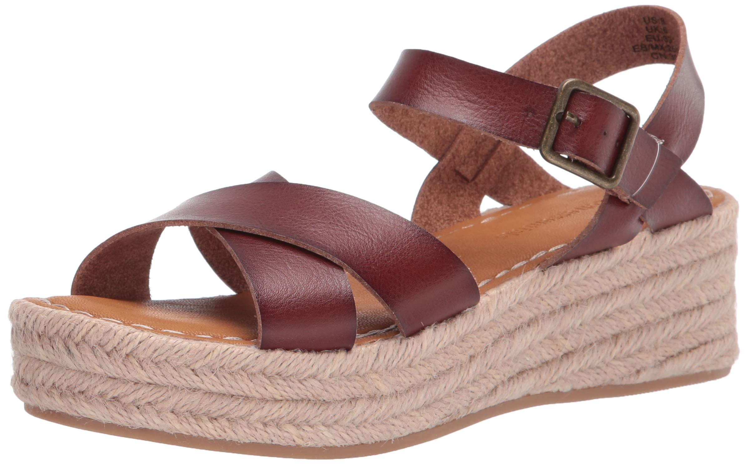 Amazon Essentials Women's Flatform Espadrille Sandal, Brown, 10 UK