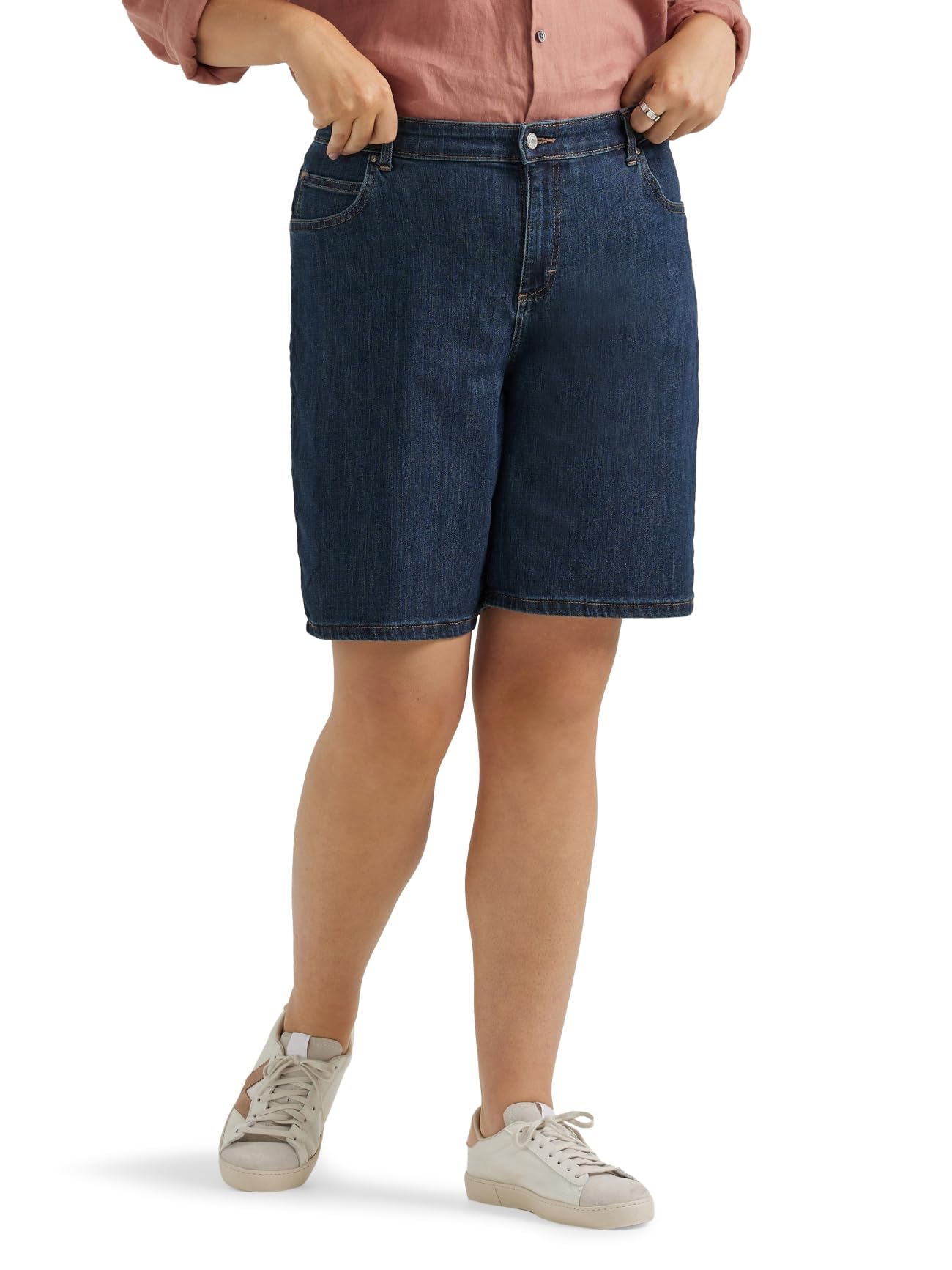 Lee Women's Plus Size Relaxed Fit Bermuda Short, Lagoon, 24