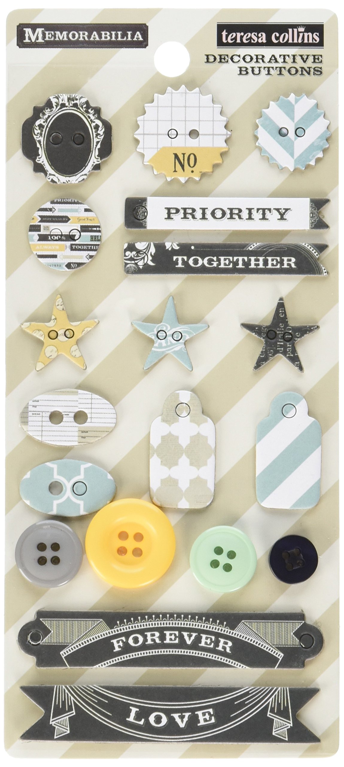 Teresa Collins Designs Memorabilia Chipboard Buttons,