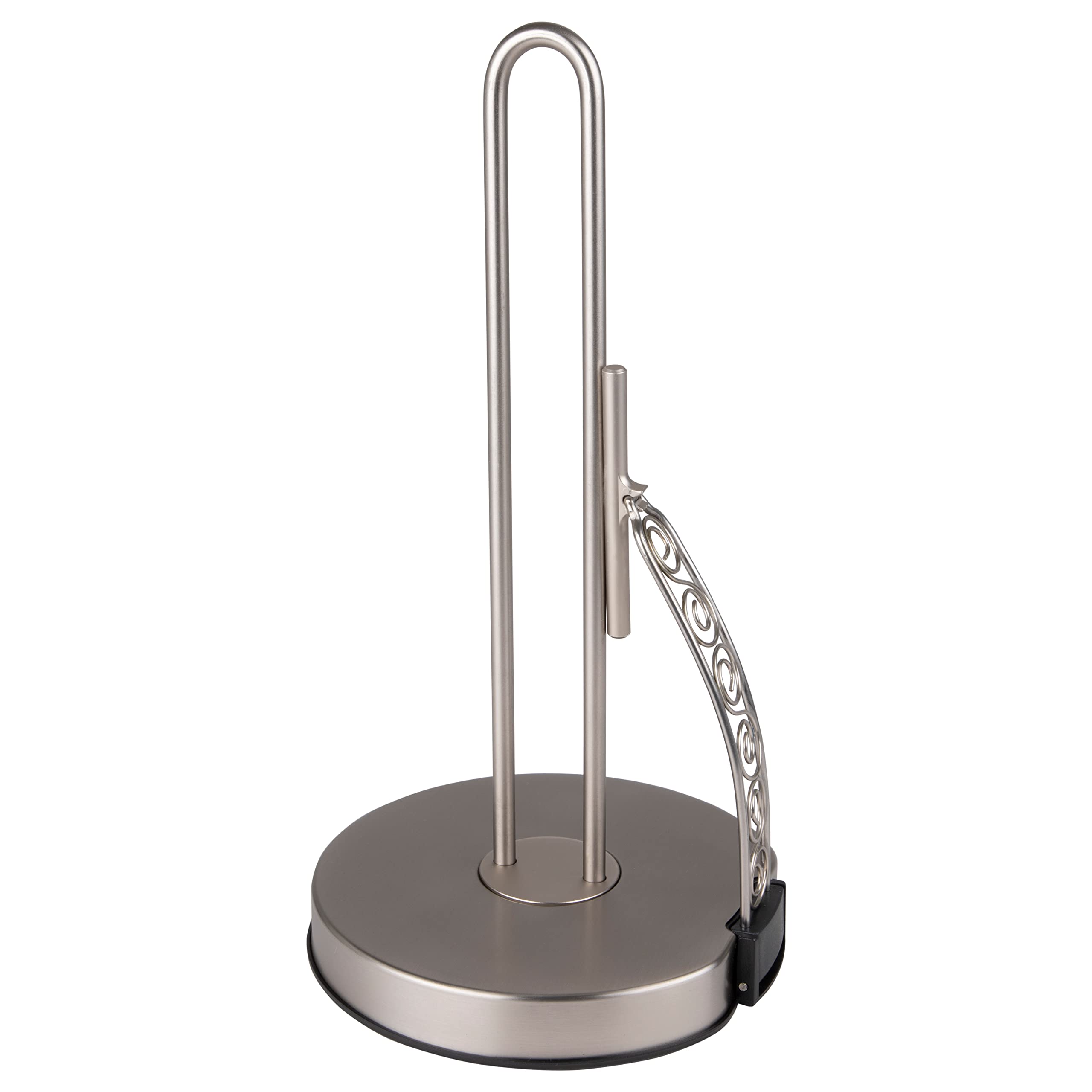 Spectrum Diversified Scroll Tension Paper Towel Holder (Satin Nickel) - Storage Organization for Kitchen Counter, Pantry, Laundry, Apartment, RV, and Bathroom