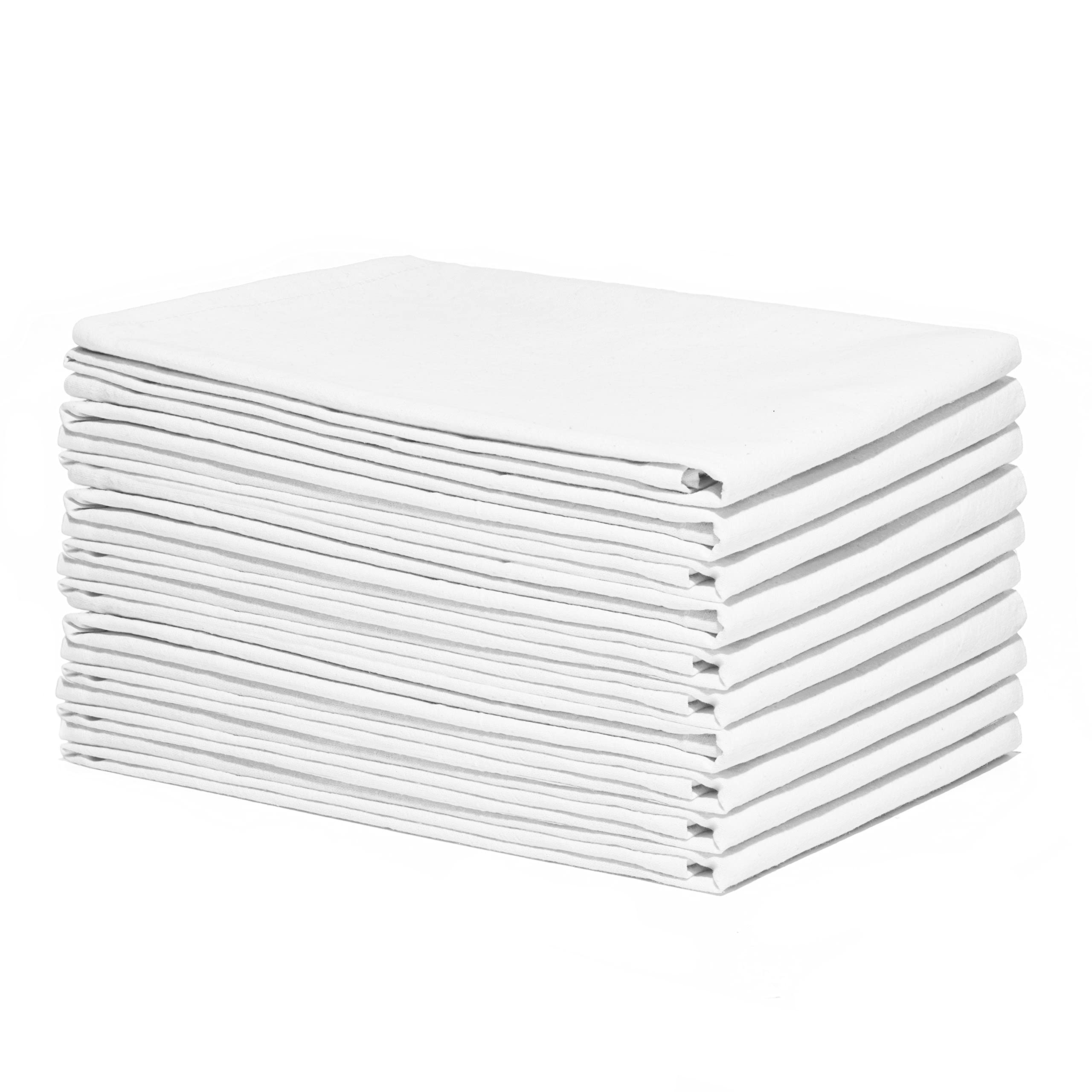 Organic Cotton White Dish Towels - 10 Pack Quick Drying White Kitchen Towels - Lint-Free Organic Cotton Dish Cloths - Extra Large Highly Absorbent Blank Tea Towels - 27"x27"