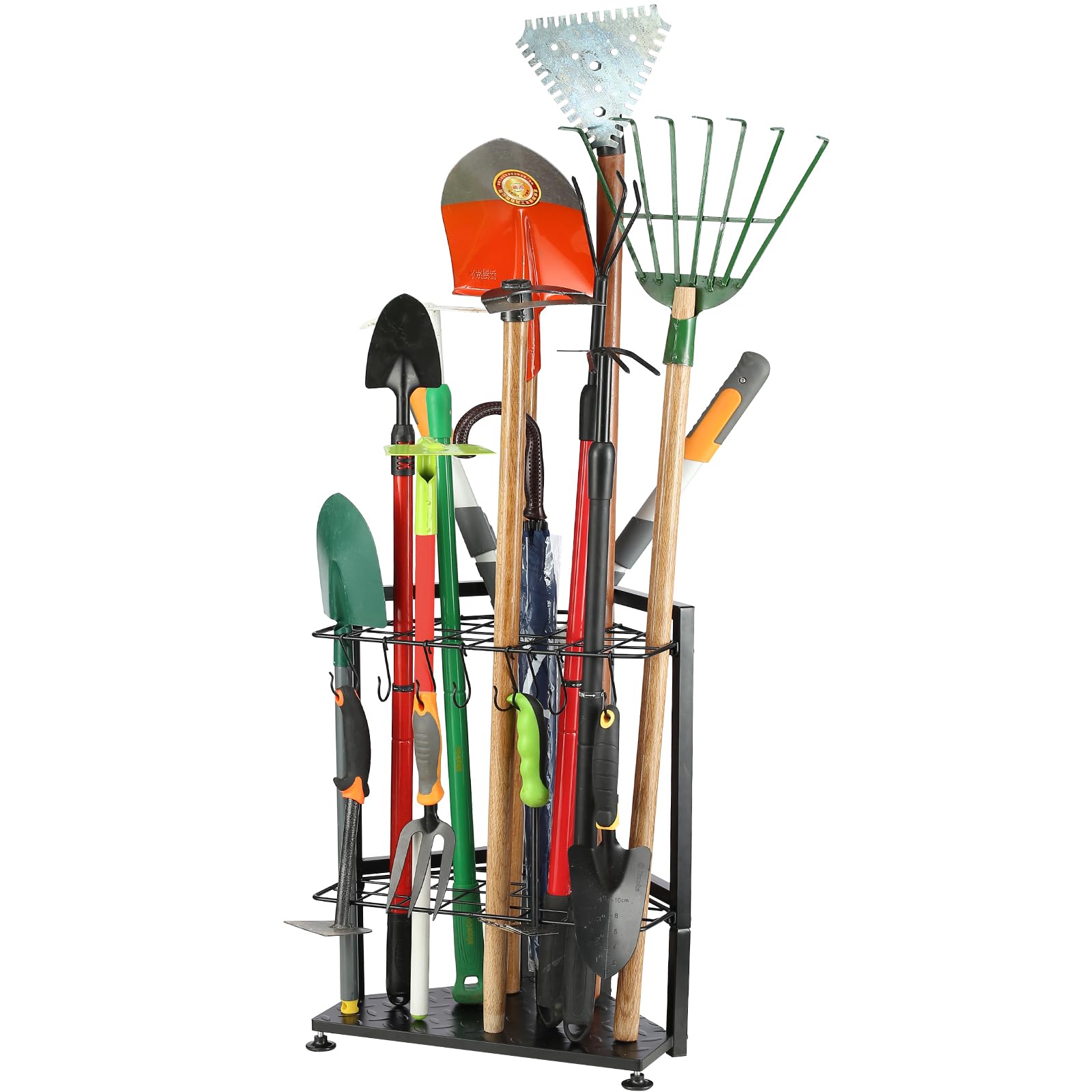 UU-Major Garden Tool Organizer,Yard Tool Rack Heavy Duty,Free Standing for Garage Corner,Garage Organization,Garage Organizers and Storage,Garden Tool Holder for Lawn,Shed,Outdoor,Metal