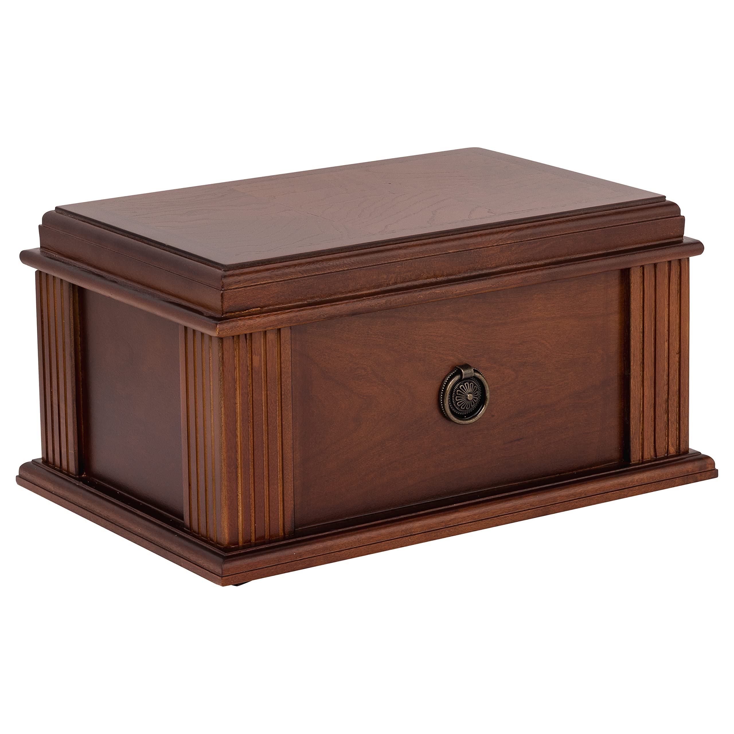Quality Importers Style Humidor, Maple Veneer with French Antique Distressed Walnut Finish