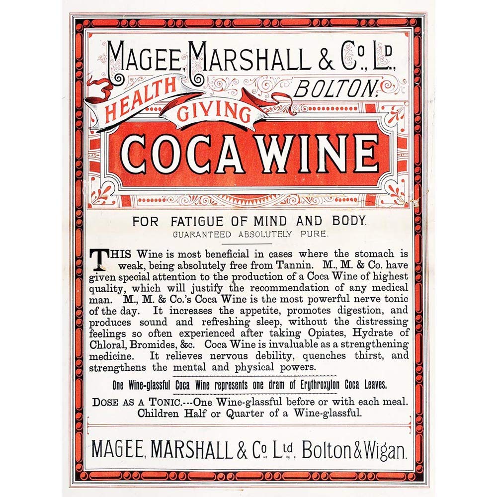 Wee Blue Coo Advert Magee Marshall Coca Wine Medicine Leaves Health Art Print Poster Wall Decor 12X16 Inch