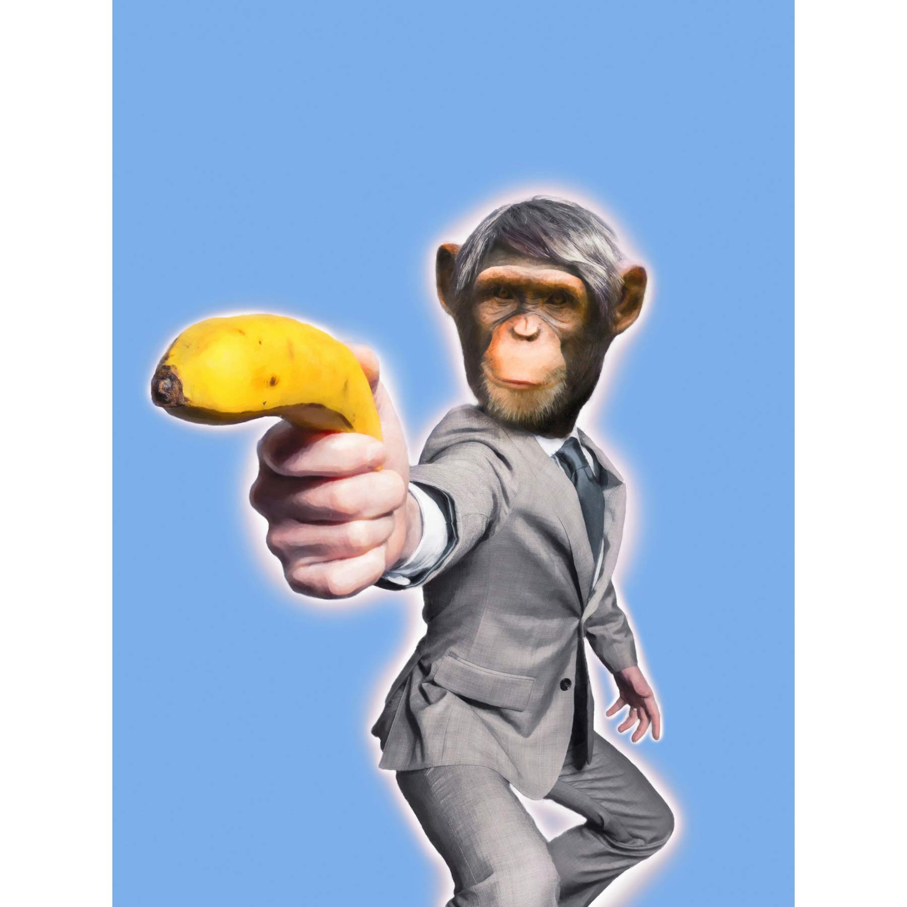 MONKEY BANANA GUN MAN BLUE PRINT ONLY ART POSTER HP3775