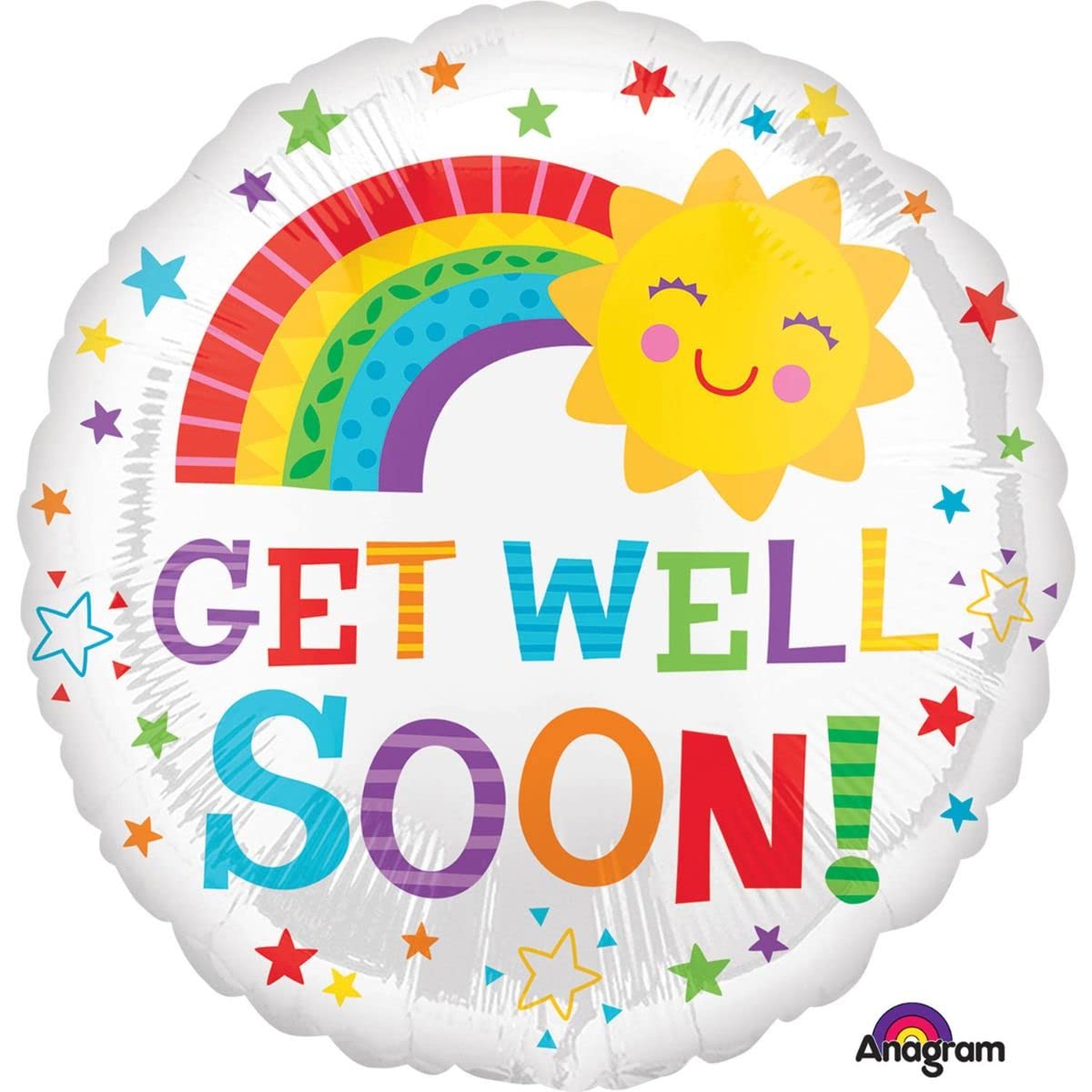 Burton & Burton Get Well Soon Foil/Mylar Balloon, Multicolor, Size 17
