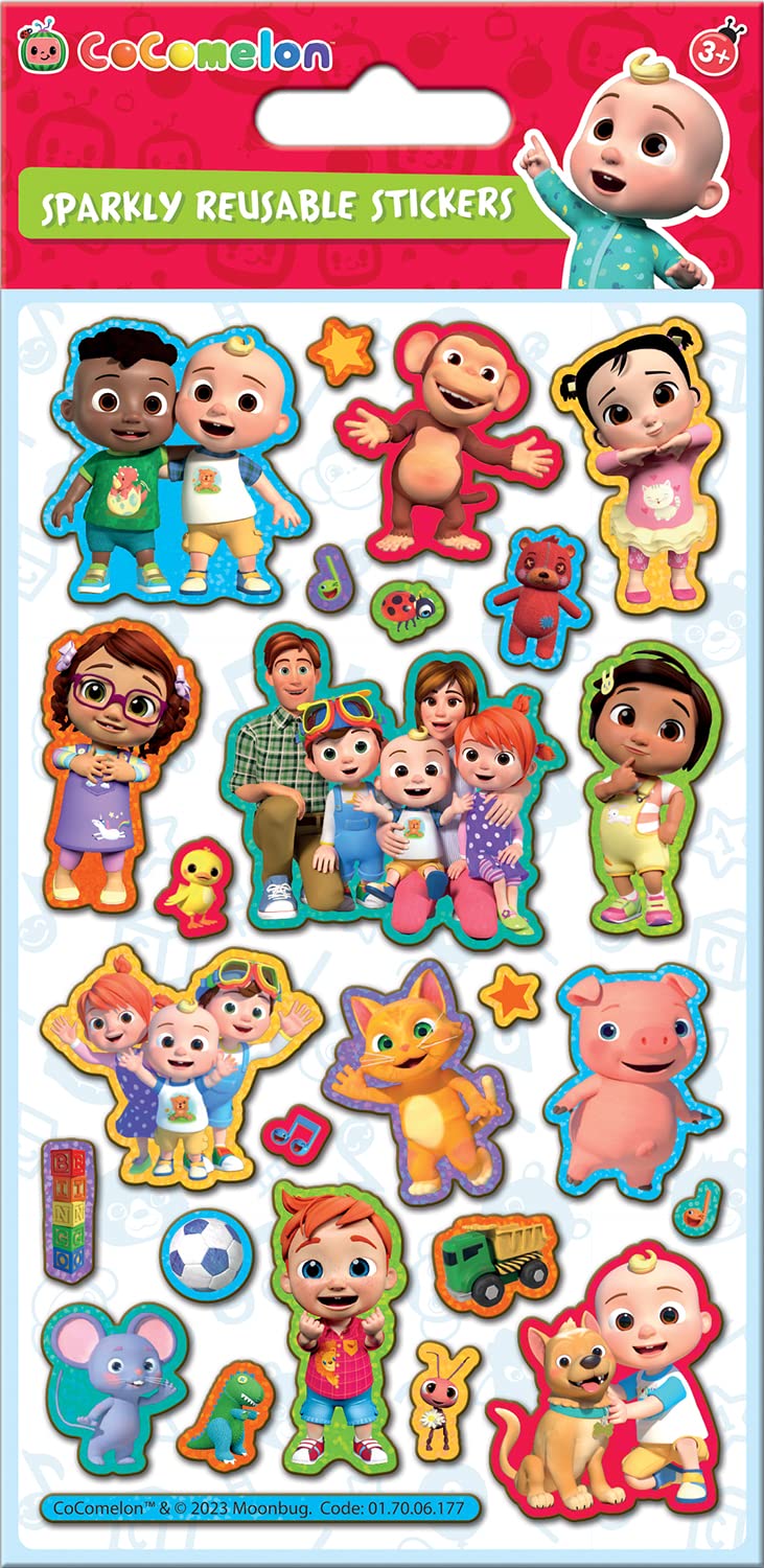 CoComelon Sparkly Reusable Stickers Official Licensed Product
