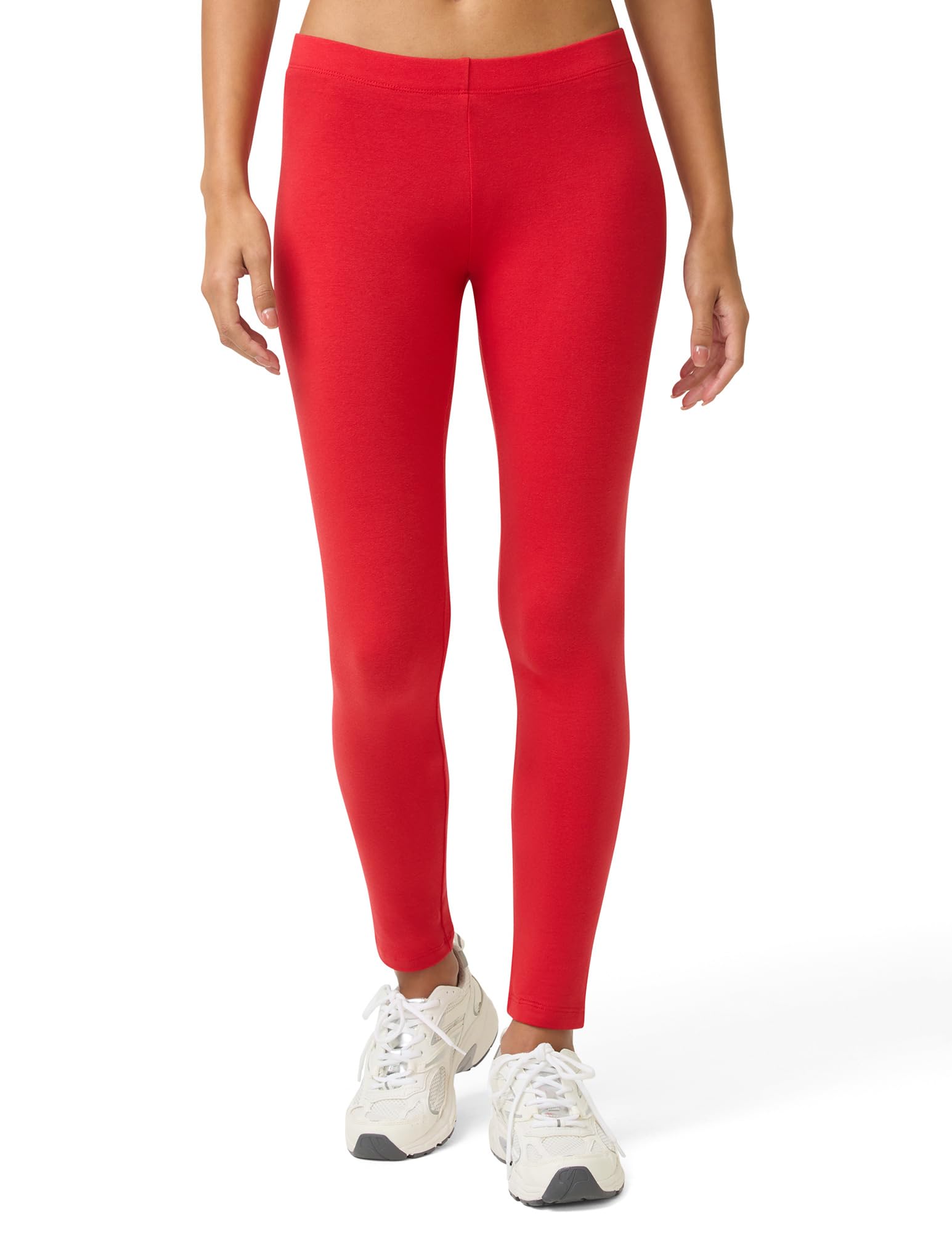 No Nonsense Women's Cotton Leggings Pants, Red Hot, XL