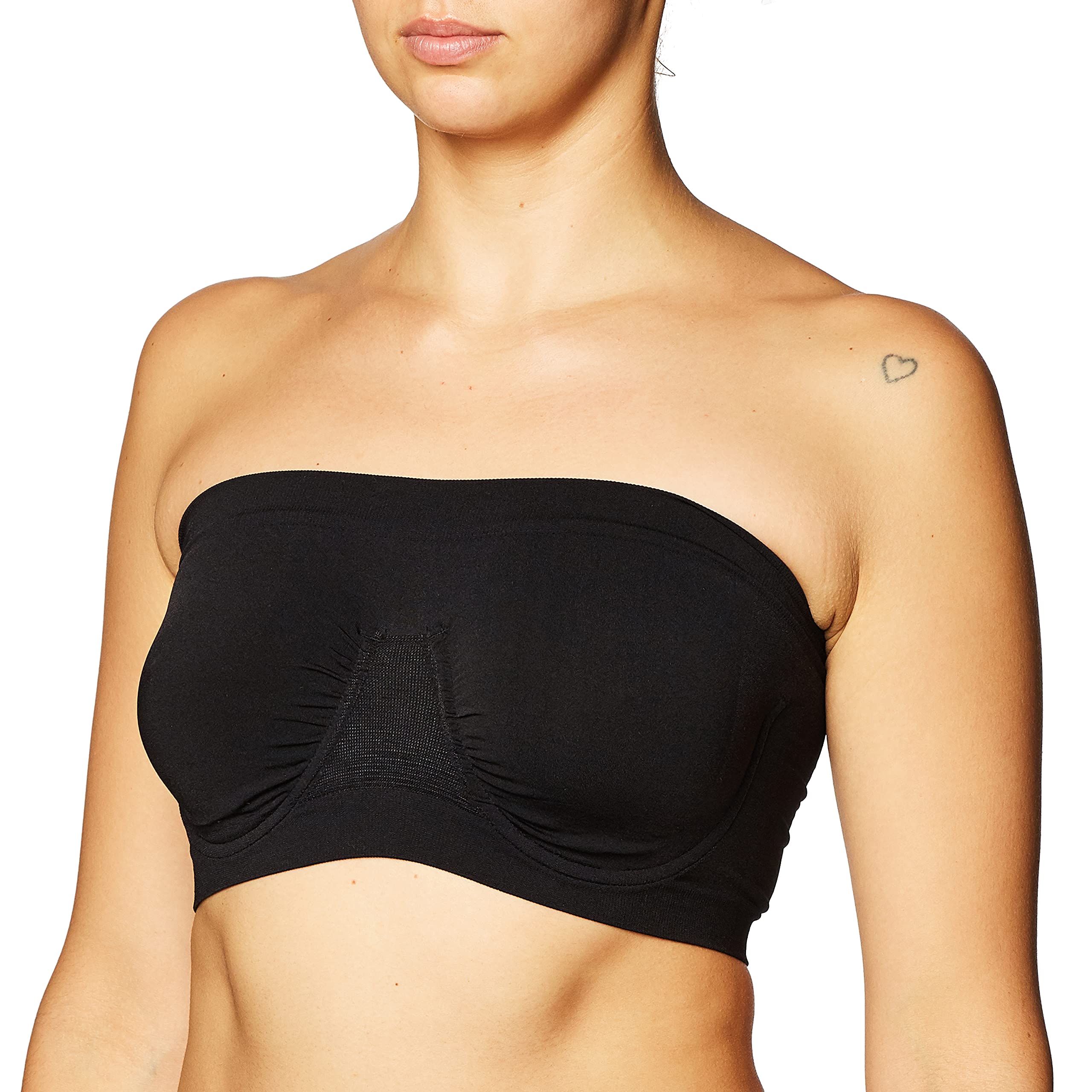 Rhonda Shear Women's Seamless Stretch Unlined Underwire Bandeau Bra, Opaque, Black, S