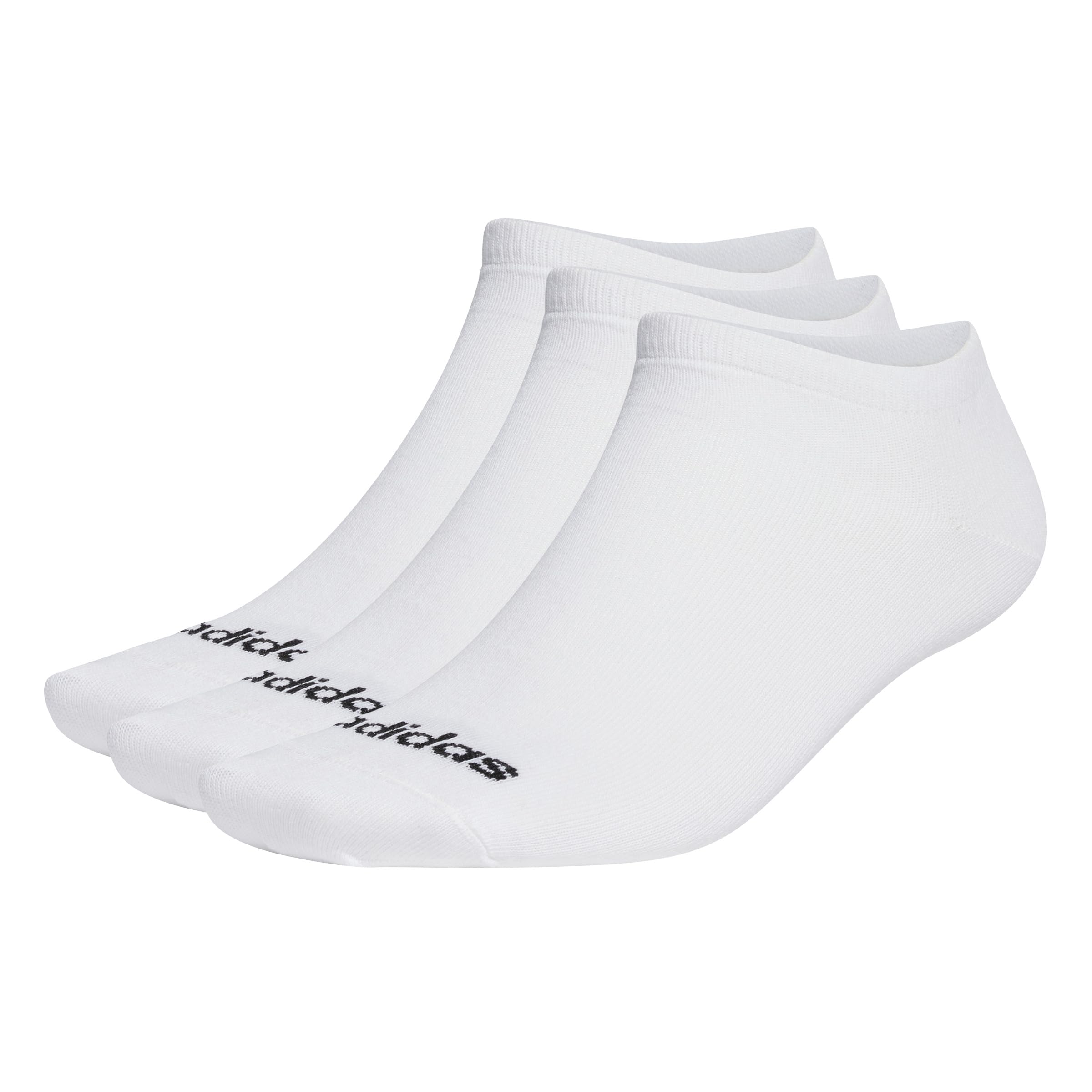 adidas Unisex Thin Linear Low-Cut Socks 3 Pairs, White / Black, 6.5-8