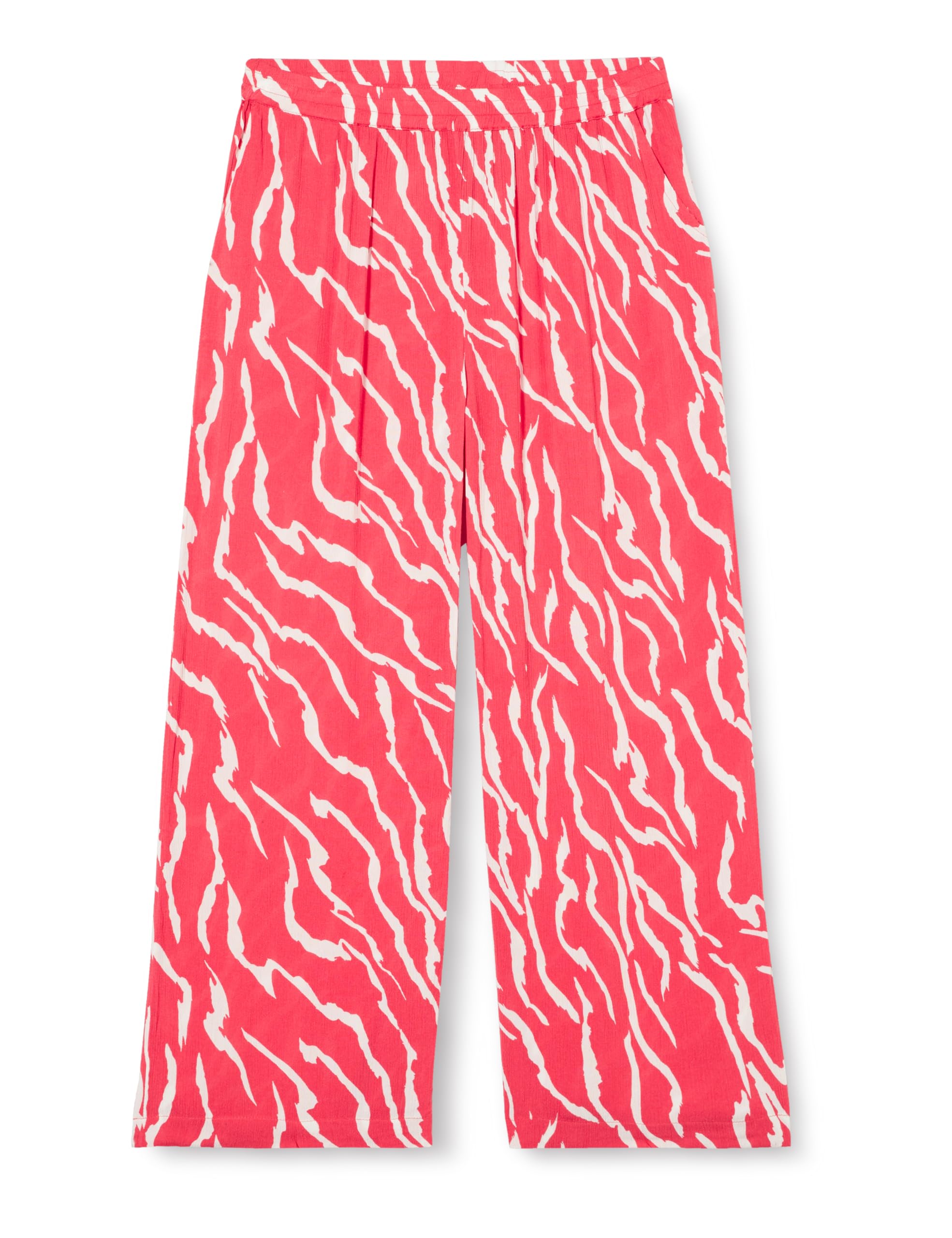 Kaffe Women's Women's Culotte Pants Printed Cropped Length Wide Legs Elastic Waist Pants, Cayenne/Ant. White Zebra Print,