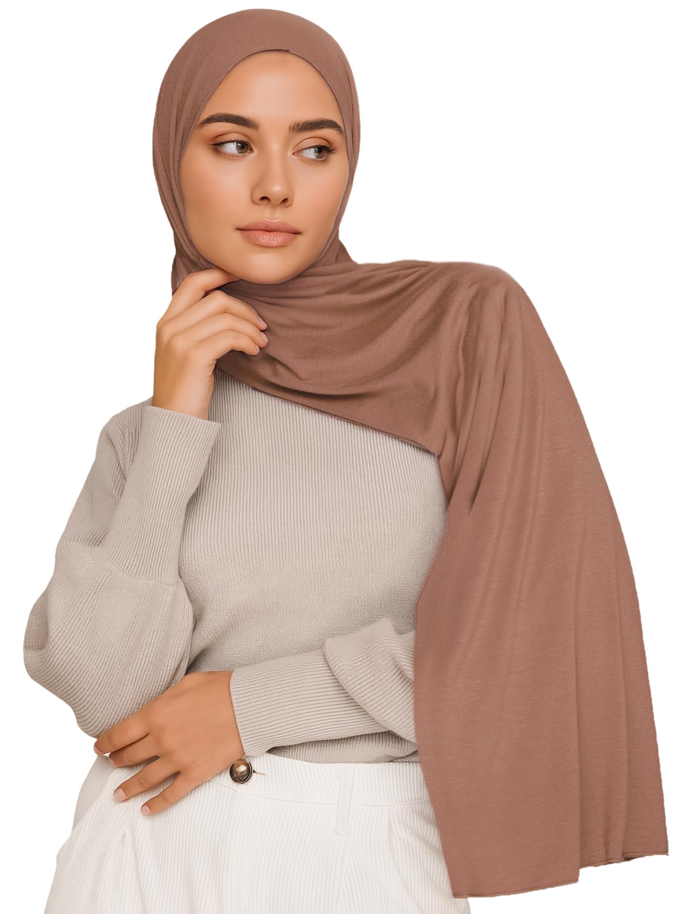 Voile Chic Premium Jersey Hijab Scarf For Women - Islamic Head Scarf Wrap Hijabs - Dark Taupe
