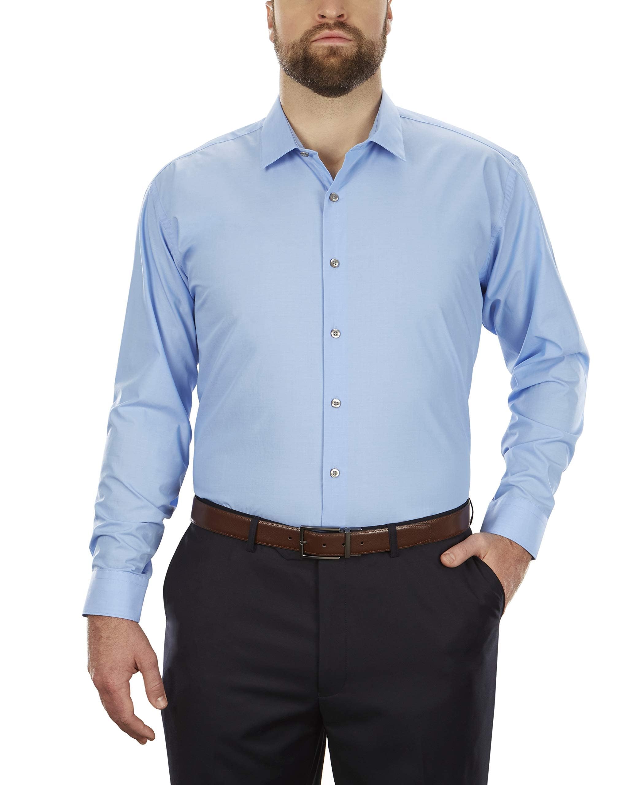 UNLISTED Kenneth Cole Men's Dress Shirt Solid, Light Blue, 18"-18.5" Neck 36"-37" Sleeve