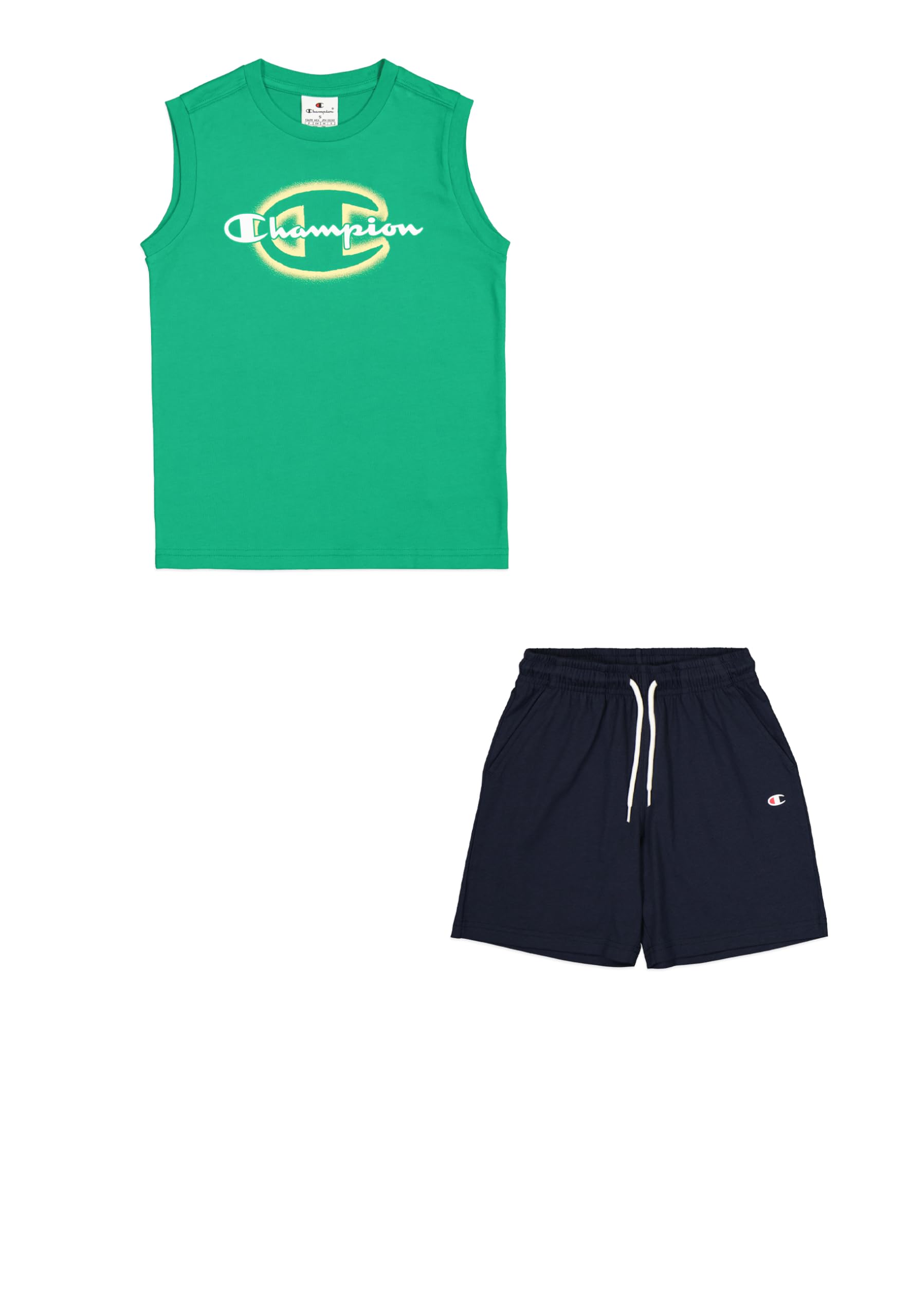 Champion Boy's Legacy Graphic Sleeveless Crewneck Set with Large Print, Green (GS130), 15-16 Years