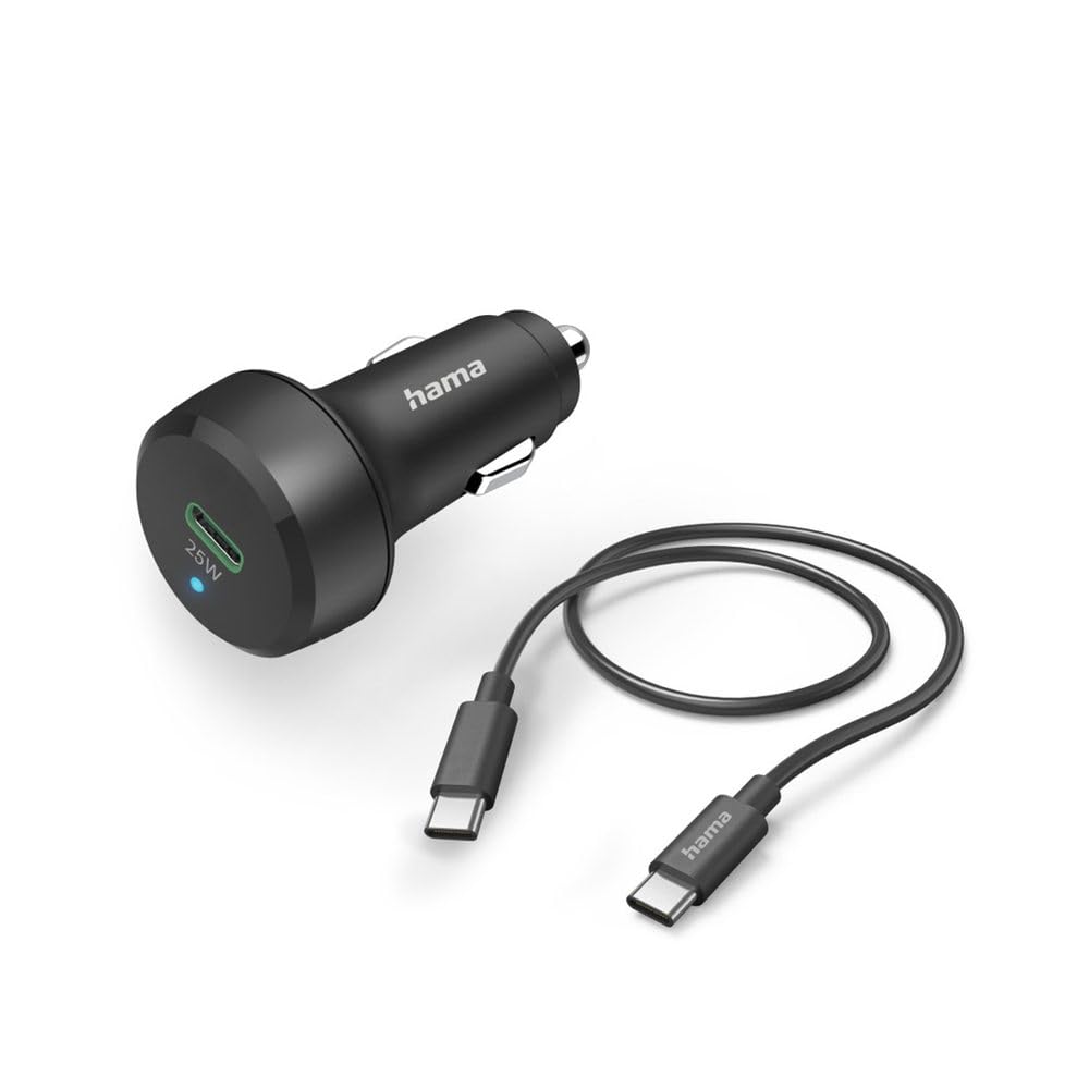 Hama USB C Cigarette Lighter Charging Kit, 25 Watt, Black