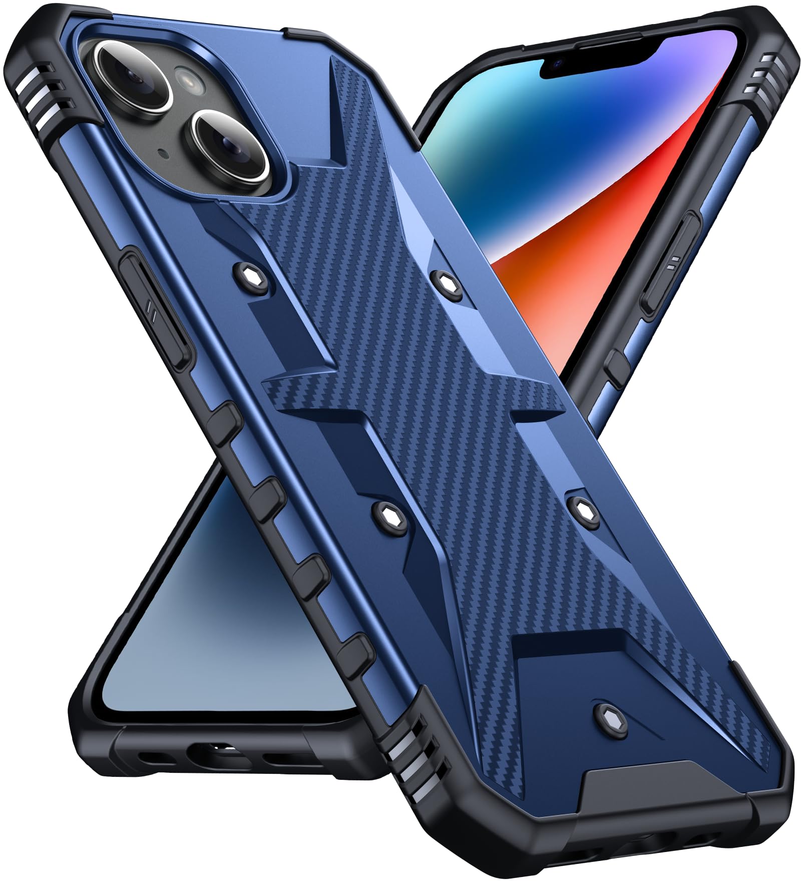 DASFOND Designed for iPhone 14/iPhone 13 Case - [Military Grade Shockproof] Rugged Protective Case, Non-slip Anti-scratch with Airbag Bumper Phone Case for Phone 14/13 Cover, Blue