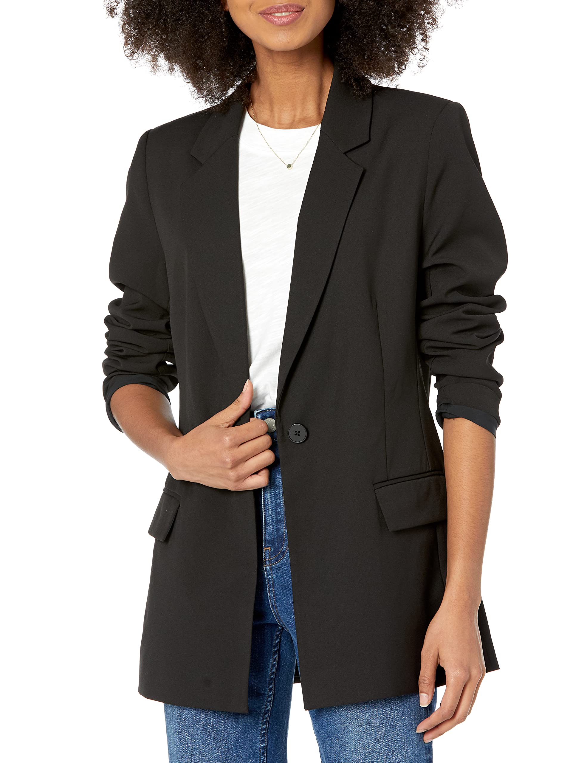 The Drop Women's Blake Long Blazer, Black, XXS