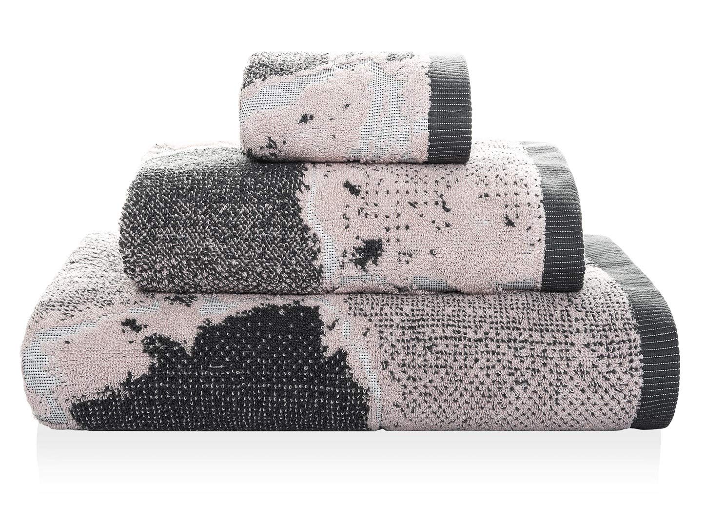 Sorema Hand Towel Set 30 x 50 50 x 100 70 x 140 cm Grey Pink Marble