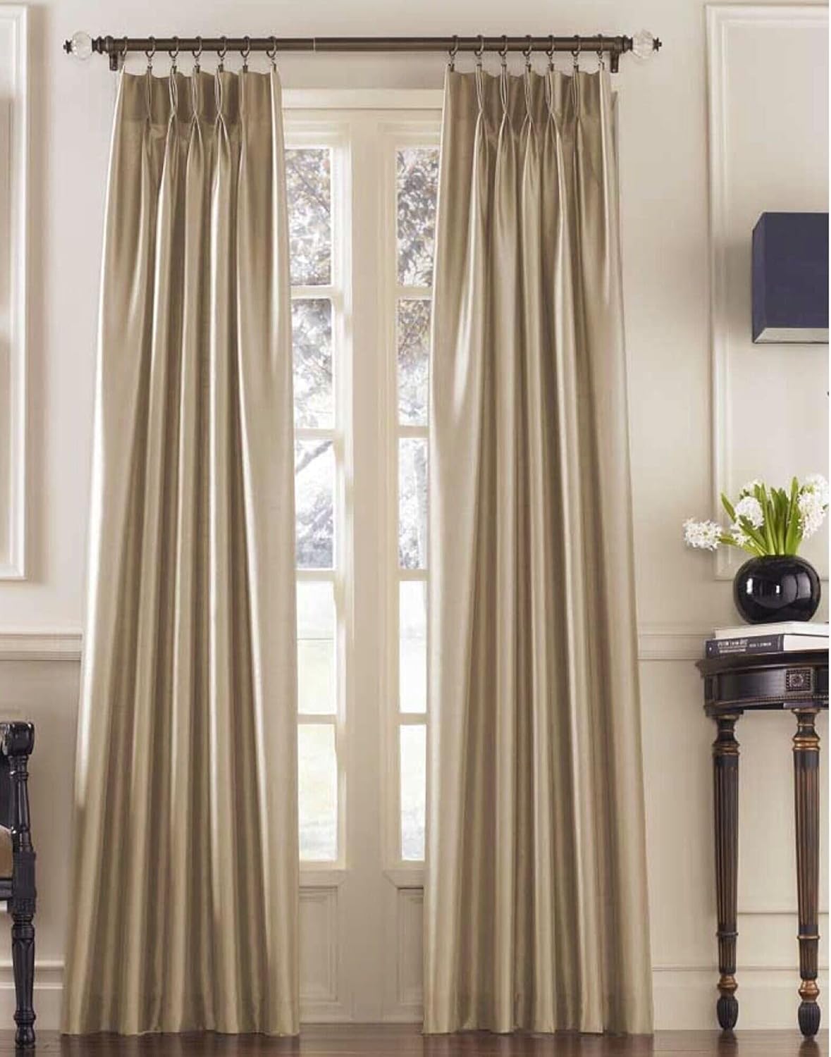 Curtainworks 30" x 95" Pinch Pleat Faux Silk Marquee Curtain - Sand