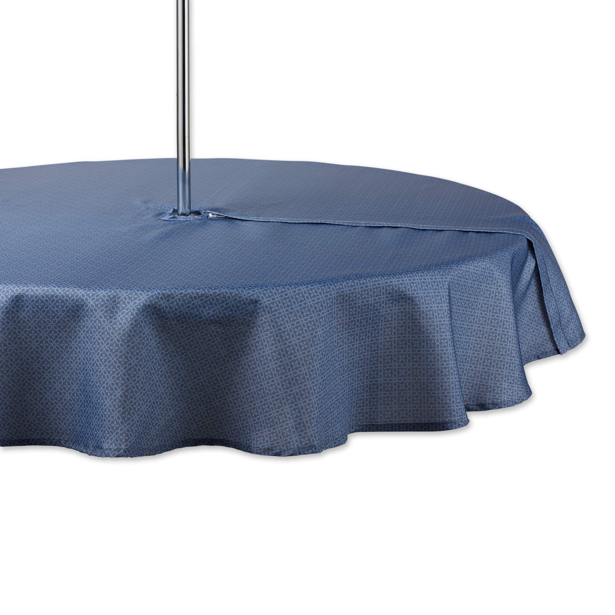 DII Outdoor Tabletop Collection Tonal Lattice, Zipper Tablecloth, 60" Round, French Blue