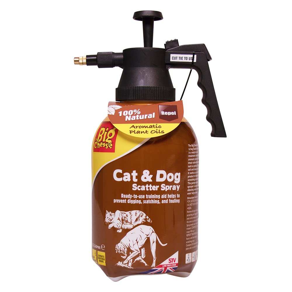 The Big Cheese Cat & Dog Scatter Spray STV624, Garden Cat Repeller, Pump Action Pressure Sprayer, 1.5 Litre, Blue