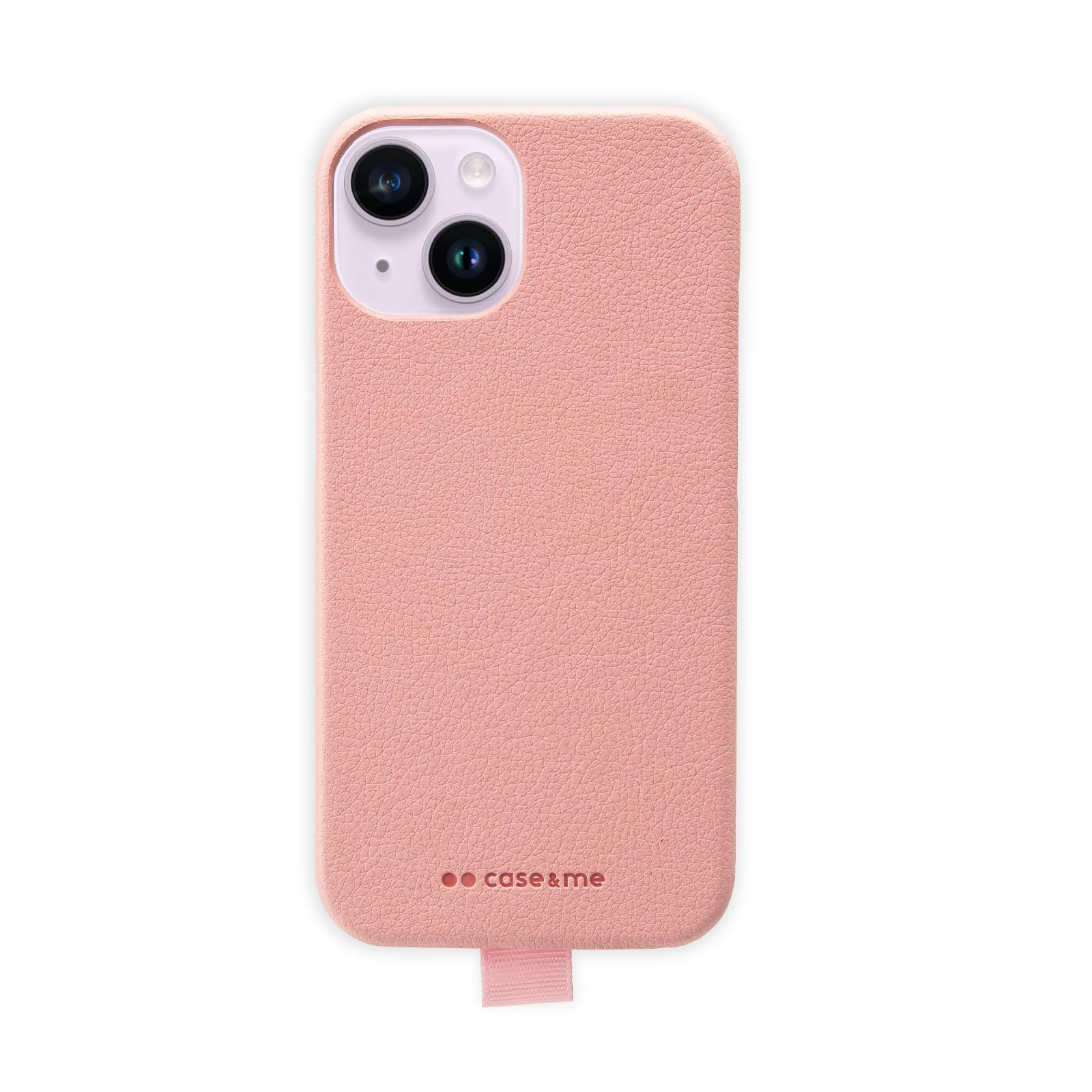 case&me iPhone 15 Leather Look Case, Microfibre Interior, Lanyard and Key Ring - Pink