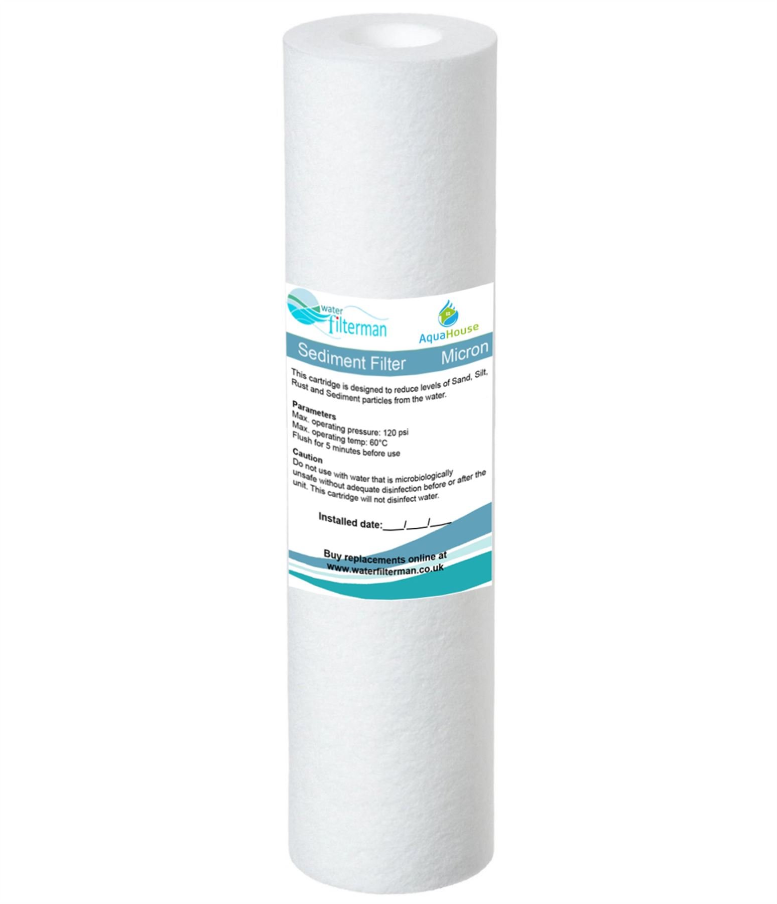 AquaHouse 10" Sediment Water Filter Cartridge for Reverse Osmosis, Water fed Pole & Partictle Filtration, fits Standard 10" Filter housings - 5 Micron