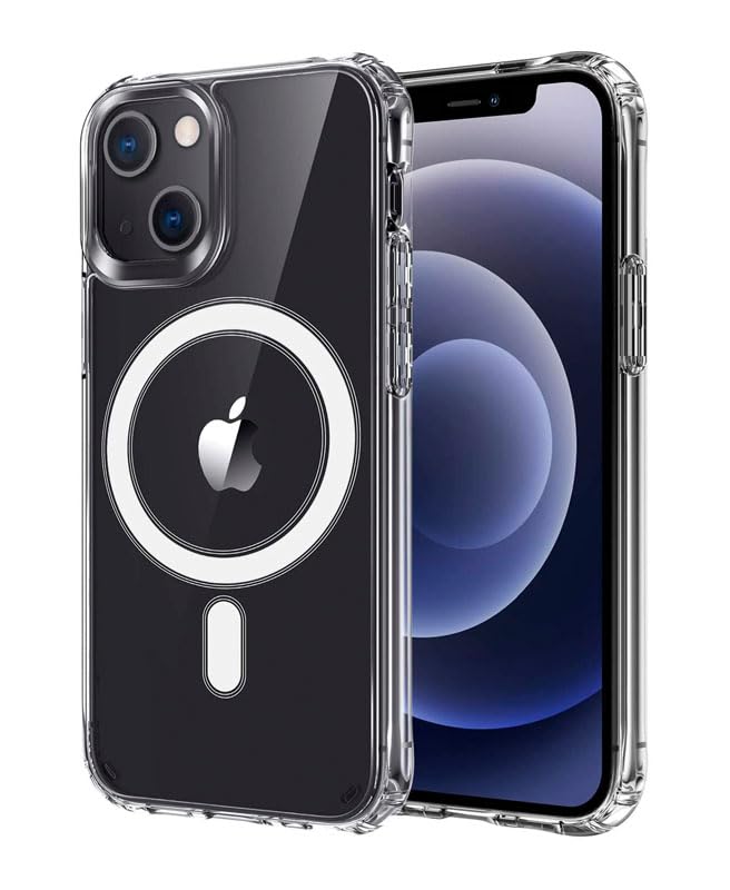 ICOVERI Compatible with iPhone 13 Case, Magnetic, Compatible with Accessories with QI Wireless Charging, Hybrid, Transparent.