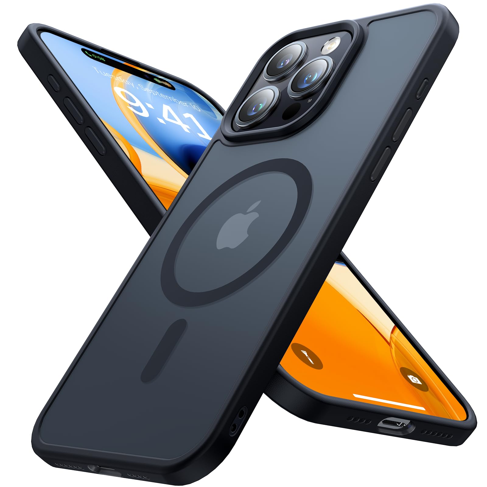 Aulofe Strong Magnetic for iPhone 15 Pro Max Case, [Compatible with MagSafe] [Military-Grade Drop Tested] Shockproof Protective Slim Translucent Matte Cover for iPhone 15 Pro Max Phone Case, Black