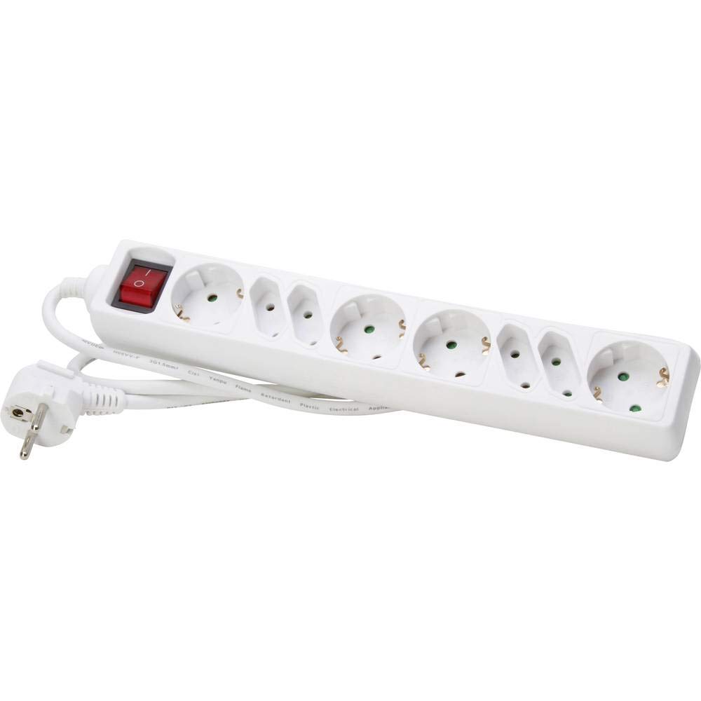 Kopp 129502003 4+4-Way Power Strip with Illuminated Switch Standard Arctic