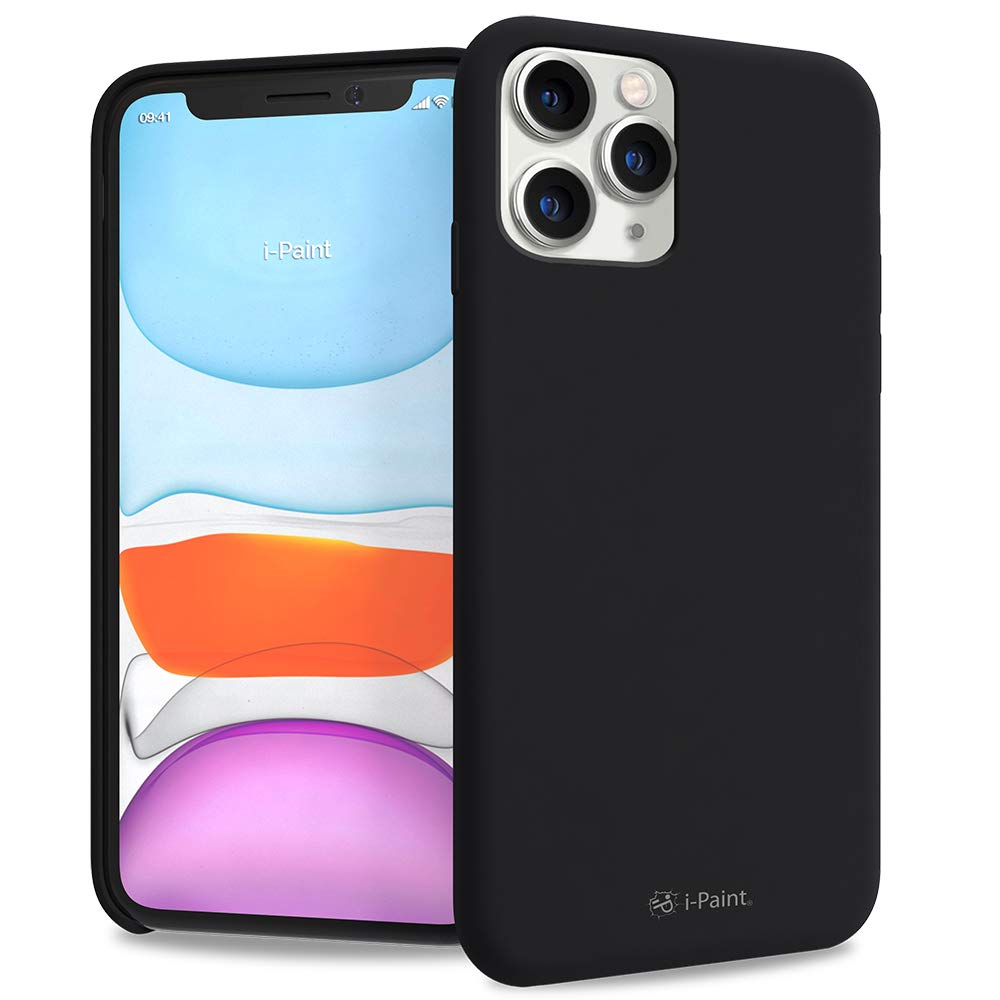 i-Paint Protective Case for iPhone 11 Pro Max 6.5" in Black Silicone with Microfiber Inside - Solid Case Black