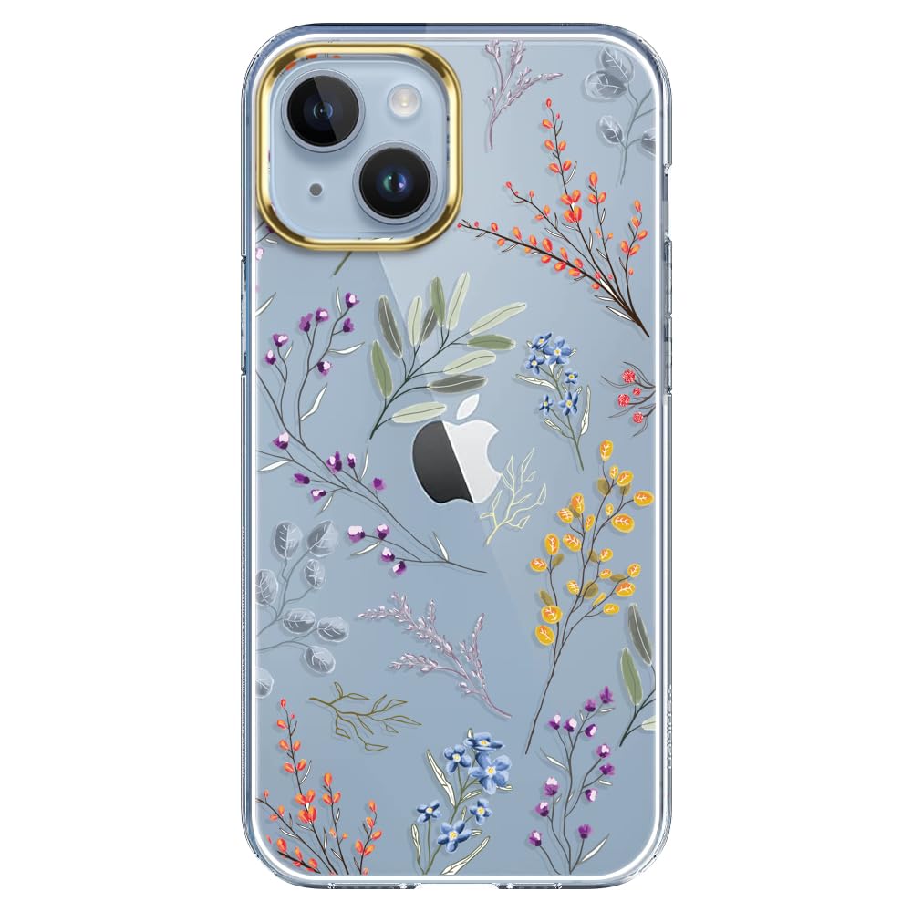 luolnh Compatible with iPhone 15 Case,for Women Girls,Shockproof Clear Floral Pattern Hard Back Cover for iPhone 15 6.1" 2023 -Phoenix flower