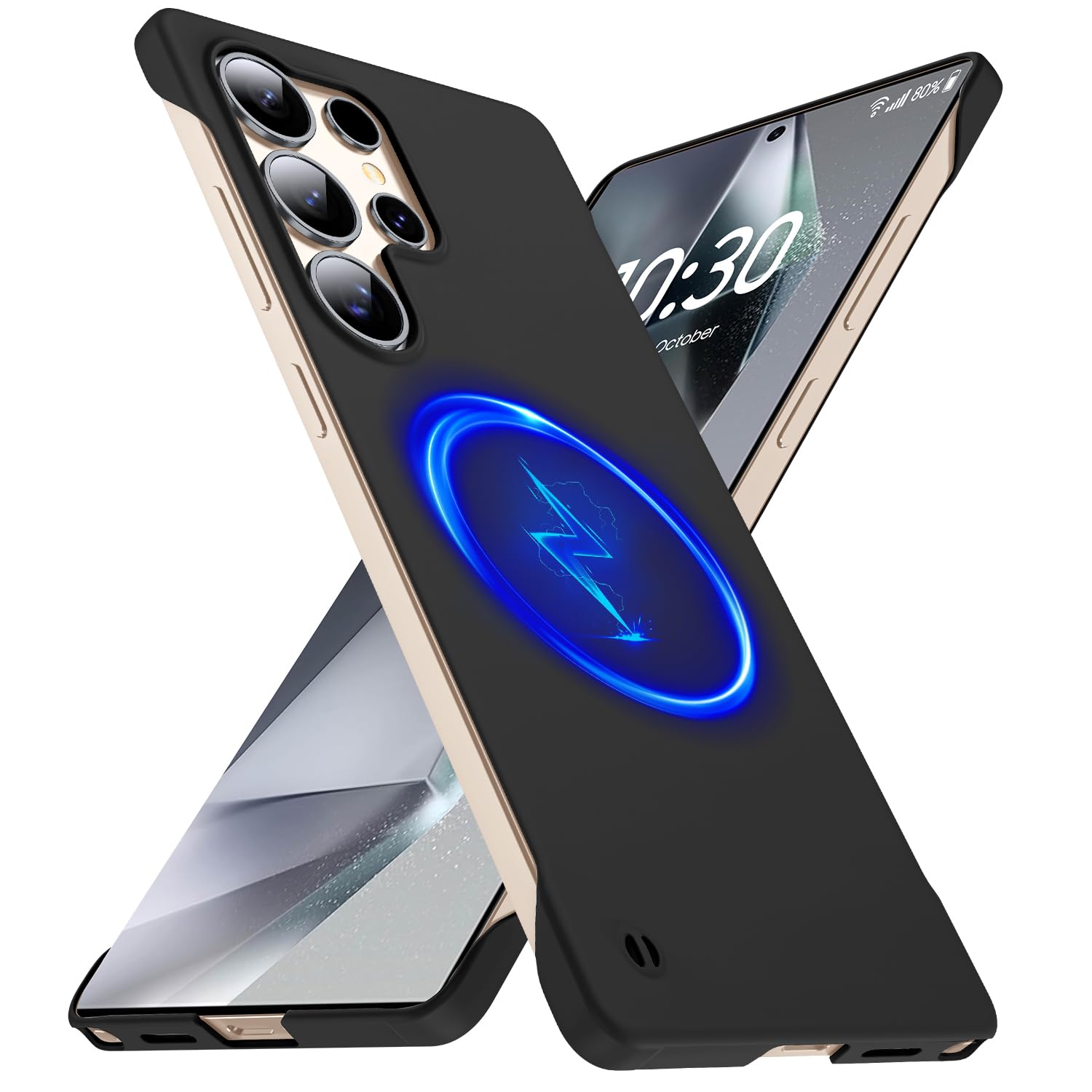 GRECAZO Magnetic Slim Case Fit for Samsung Galaxy S25 Ultra Case 6.9(2025) Ultra-Thin Lightweight Durable Frameless Matte Hard for MagSafe Cover Case with Pull Ring Shockproof Non Slip Rope-Black