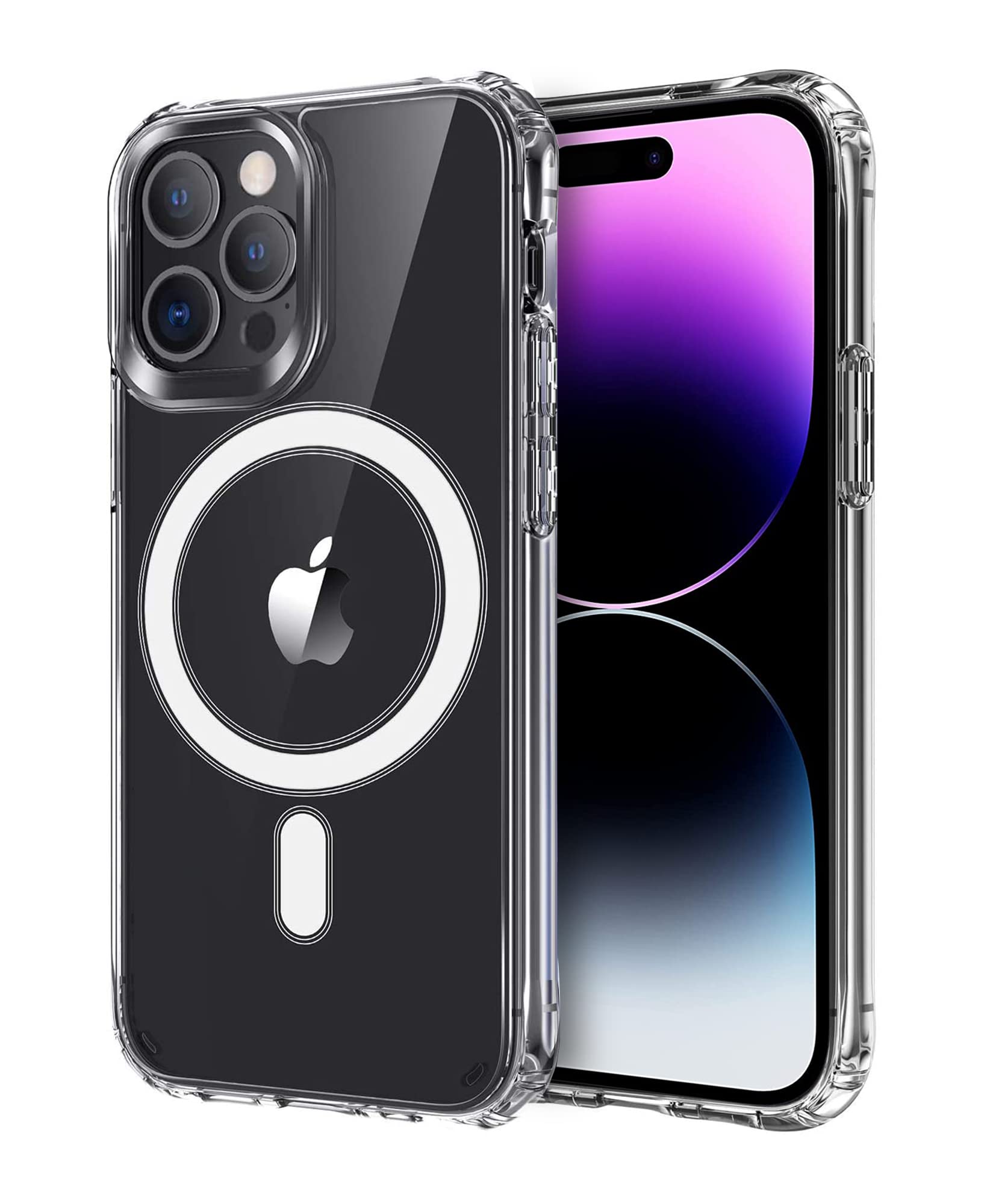 ICOVERI Compatible with iPhone 14 Pro MAX Case, Magnetic, Compatible with Accessories with QI Wireless Charging, Hybrid, Clear