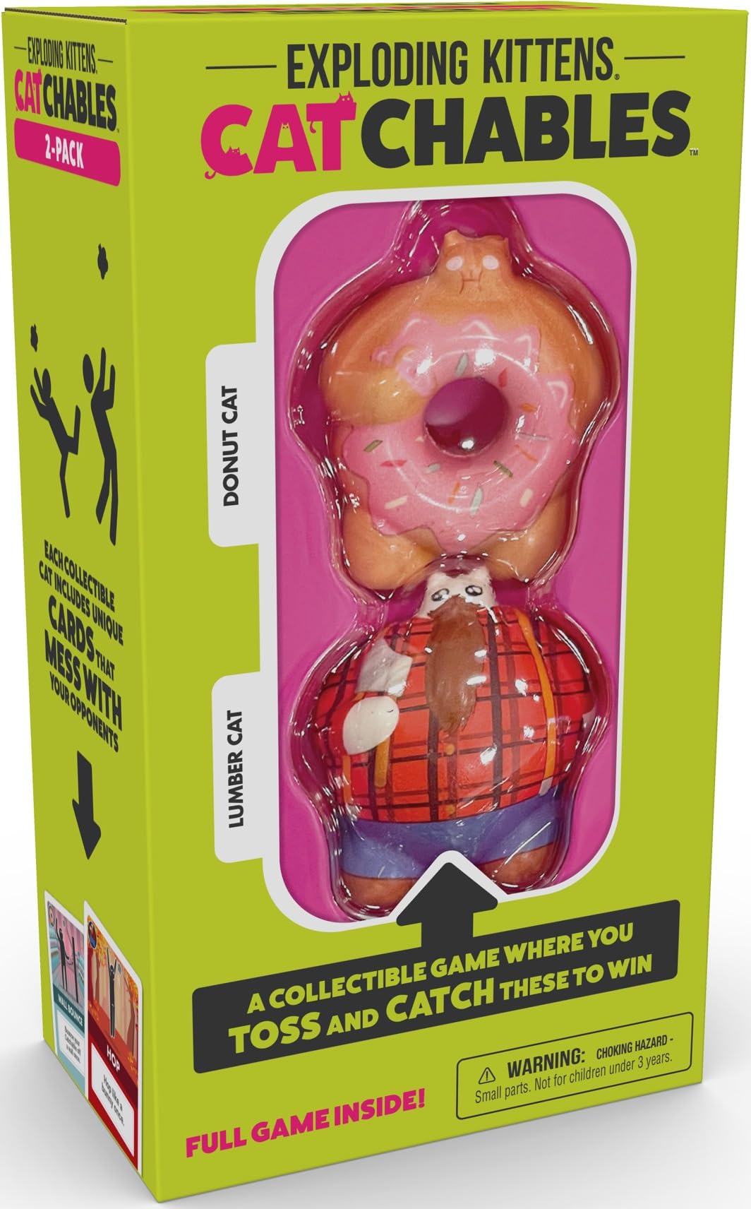 Exploding Kittens Catchables Donut & Wooden Cat Throwing and Catching Game - Pack of 2